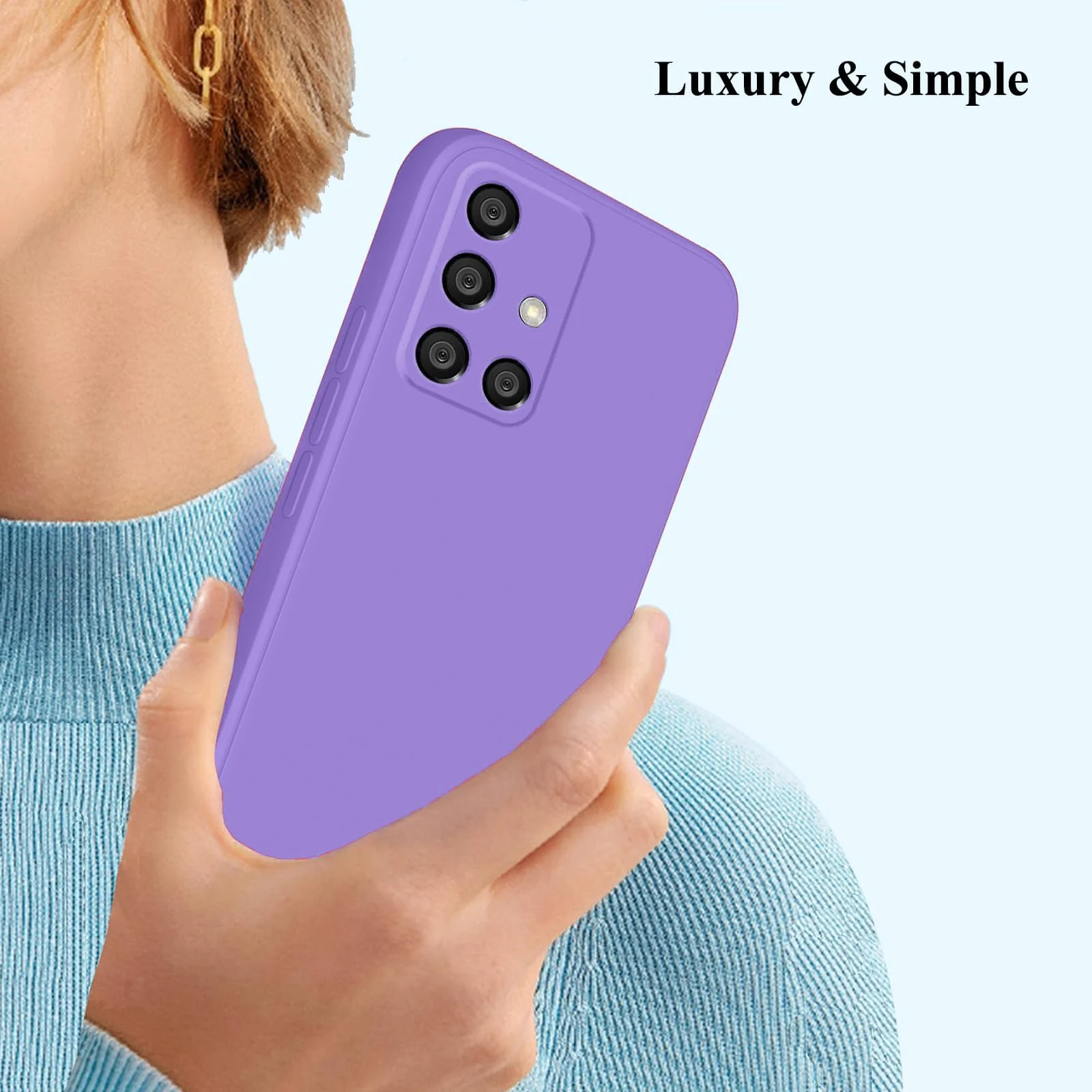 DL3 Mobilak Soft Silicone Protective Case for Samsung Galaxy A51 with Microfiber Lining and Shockproof Design - Light Purple