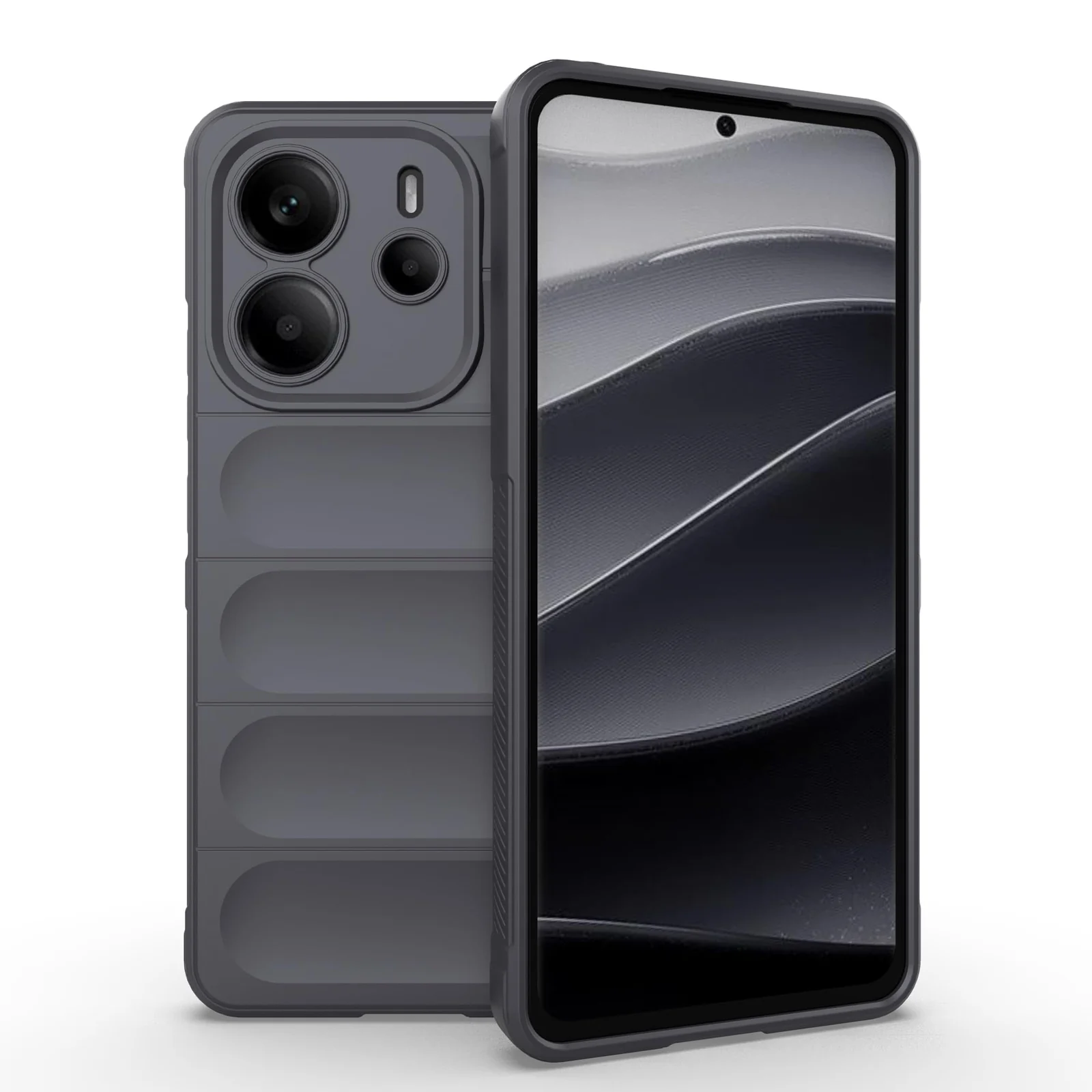 DL3 Mobilak Flexible Silicone and TPU Protective Case with Camera Protection for Xiaomi Redmi Note 14 4G - Dark Gray