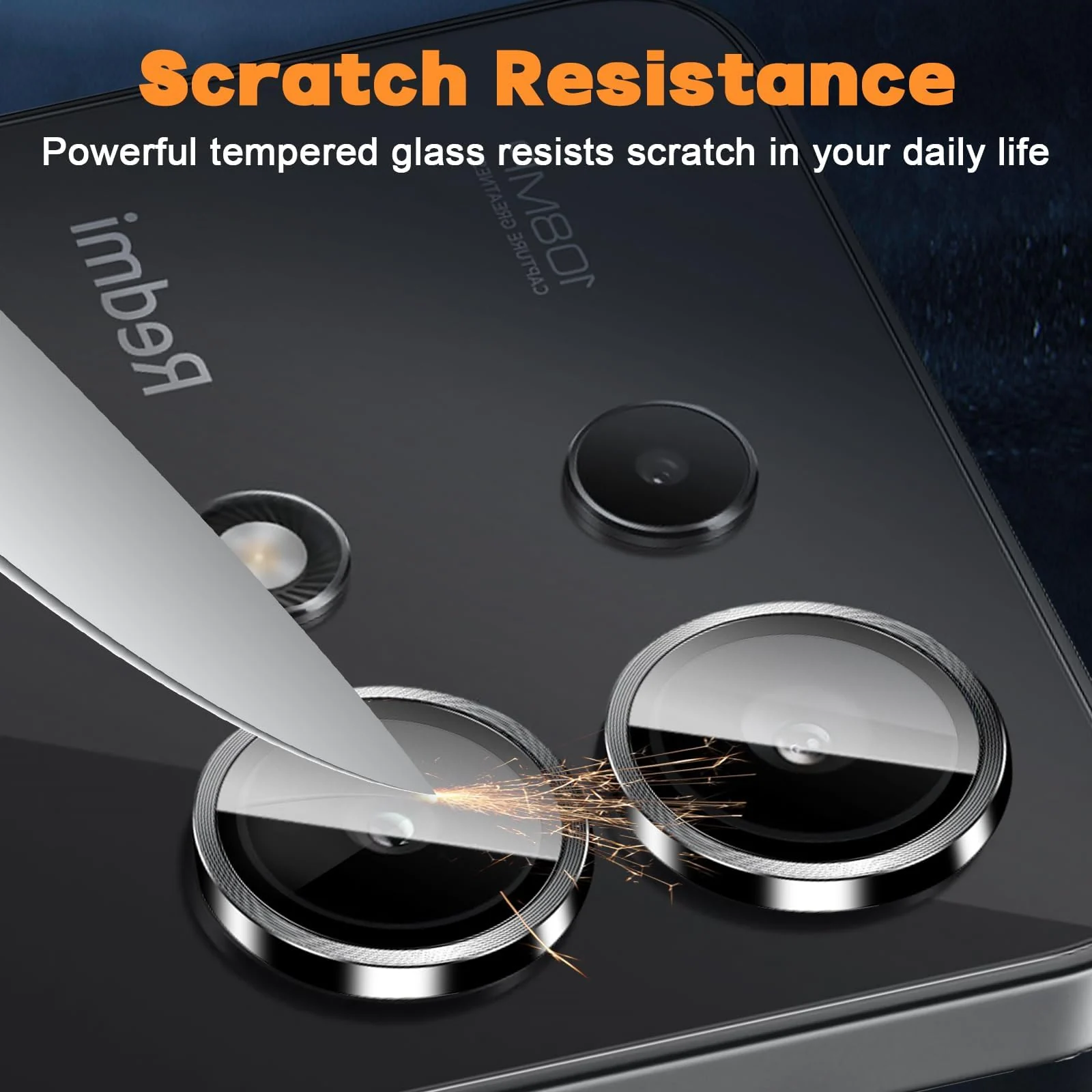 DL3 Mobilak Camera Lens Protector for Honor X8C Accessories, 9H Tempered Glass Metal Individual Ring Camera Cover Screen Protector, Case Friendly, Anti Scratch - Black