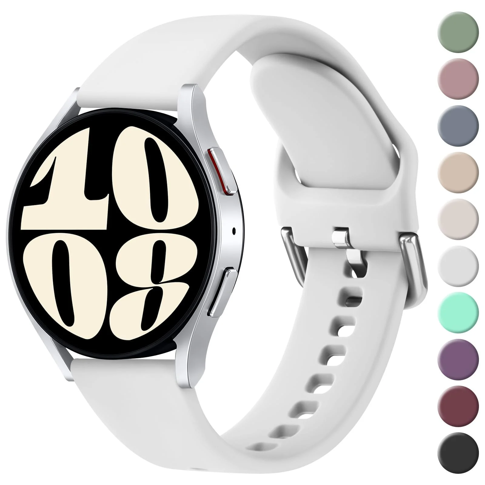 DL3 Mobilak Strap Silicone Buckle 20MM For Samsung Galaxy Watch 7/6/5/4 40mm 44mm/Watch 5 Pro/S2 classic/active 2 40mm 44mm/Amazfi GTS 2/2e/3/3 Pro/GTS 4/GTS 2 Mini/3 Mini/4 Mini/Bip 3/Bip 3 Pro Band - White