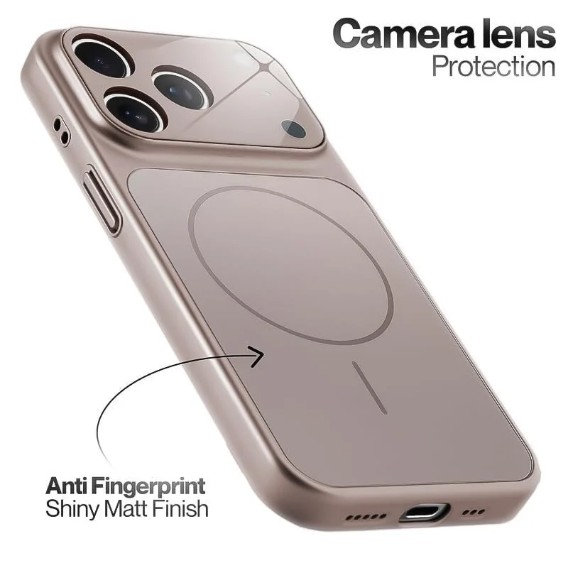 DL3 Mobilak PC Protective Case for iPhone 17 Pro, Compatible with MagSafe accessories, Supports wireless charging, Camera protection - Titanium Gold