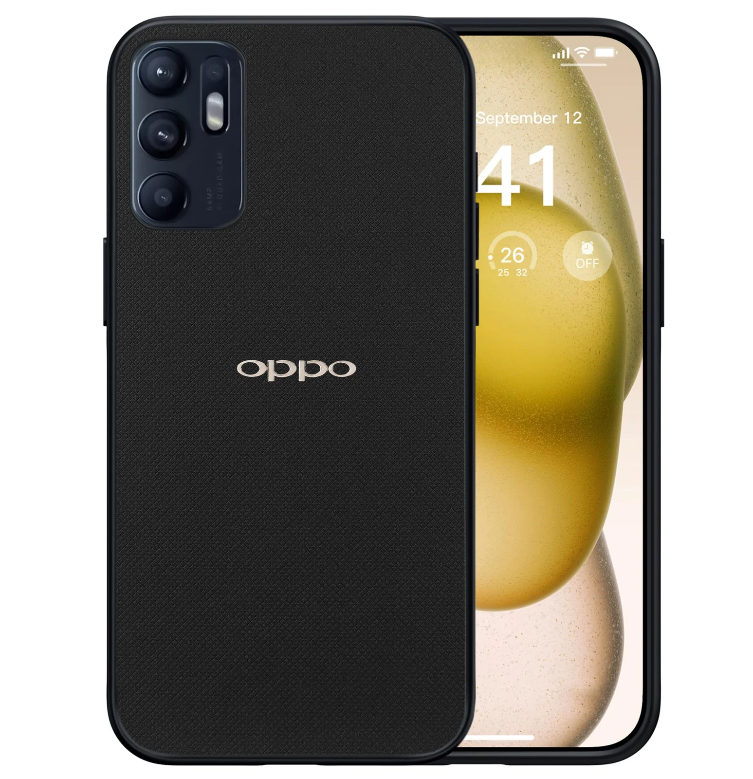 Dl3 Mobilak Compatible with Oppo Reno 6 4G (Not Reno6 5G) Case Dual Layer Heavy Duty Cell Phone Protective Cover Shockproof Rugged with Non-Slip Textured - Black