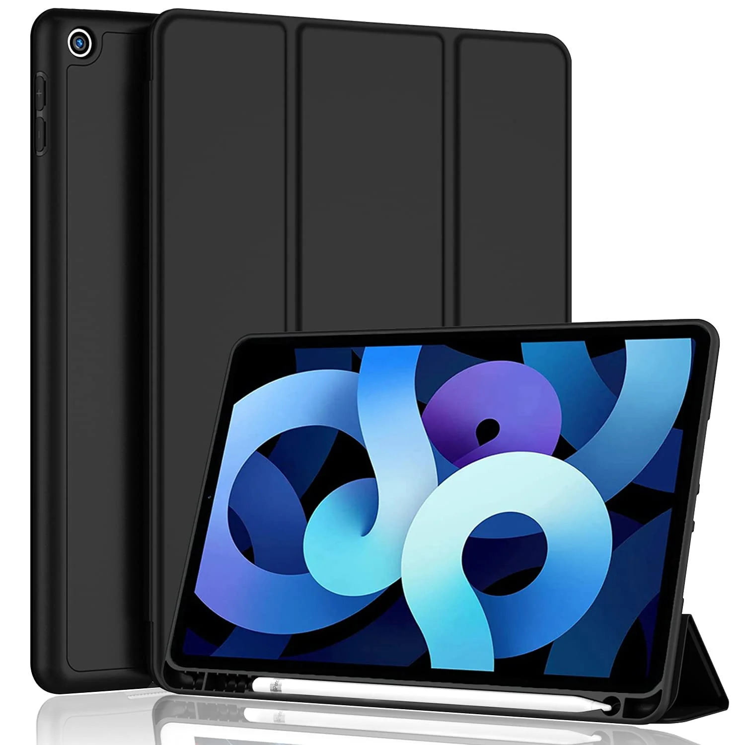 DL3 Mobilak Smart Case for Samsung Galaxy Tab A 10.1 2019, ONLY Fit (SM-T510/T515/T517) with Pencil Holder, Soft TPU Smart Stand Back Cover Auto Wake/Sleep Feature - Black