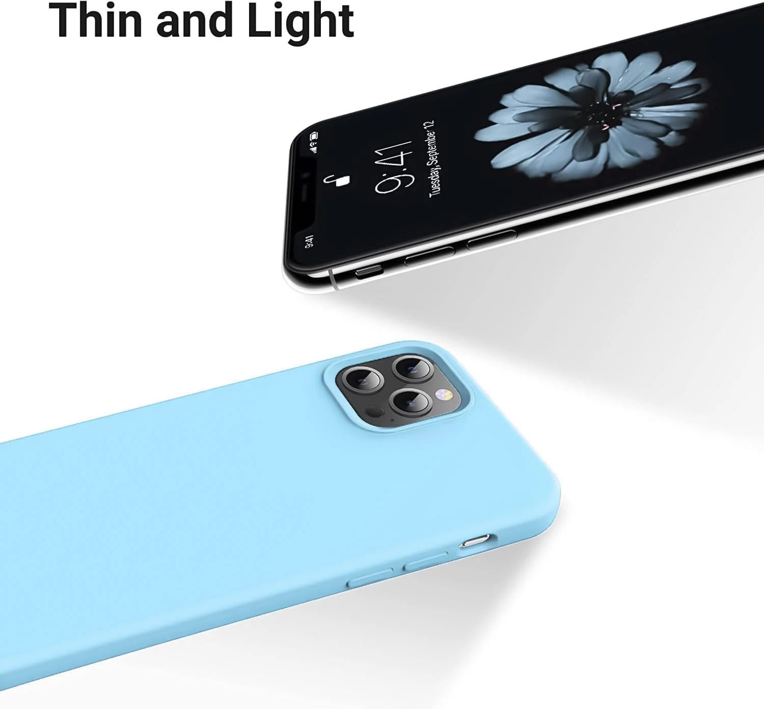 DL3 Mobilak Liquid Silicone Case for iPhone 12 Pro Max (6.7 Inch), Shock-absorbing protection, Scratch-resistant surface, Soft microfiber lining - Sky Blue .1
