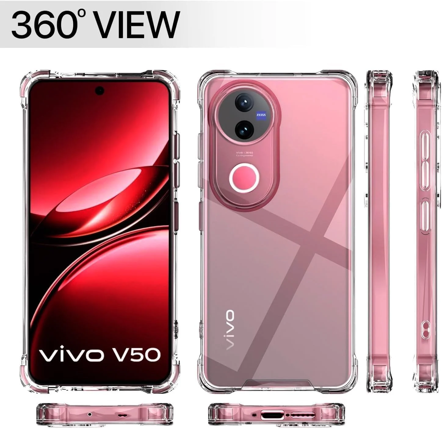 DL3 Mobilak Case Compatible with Vivo V50 5G, Cover Silicone Transparent TPU Gorilla Anti-shock Protector Camera Shockproof Corners - Clear