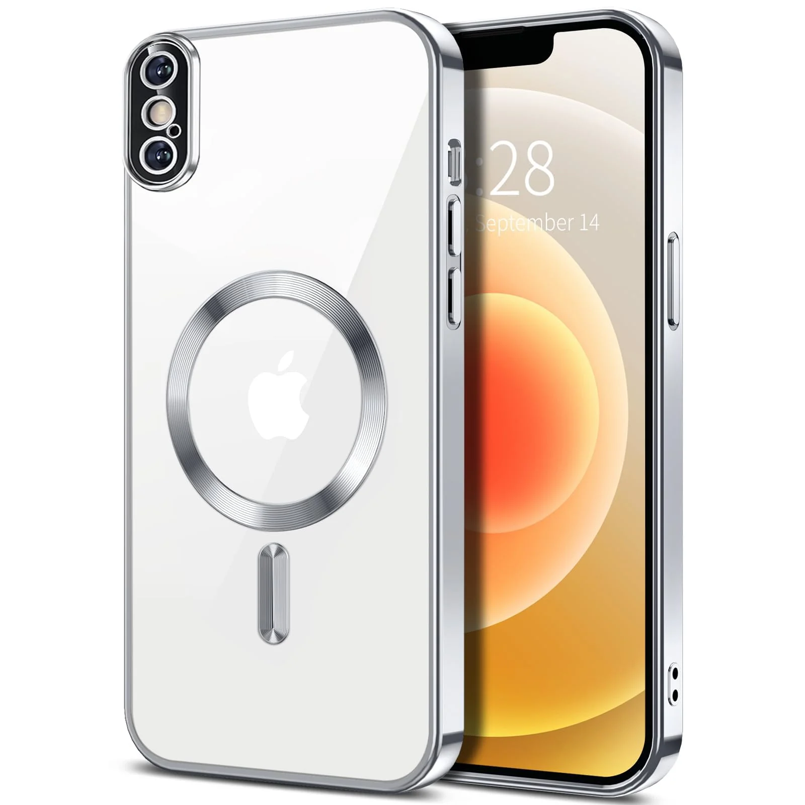 DL3 Mobilak Clear MagSafe-Compatible TPU Case and Camera Lens Protector for iPhone X / iPhone XS - Silver