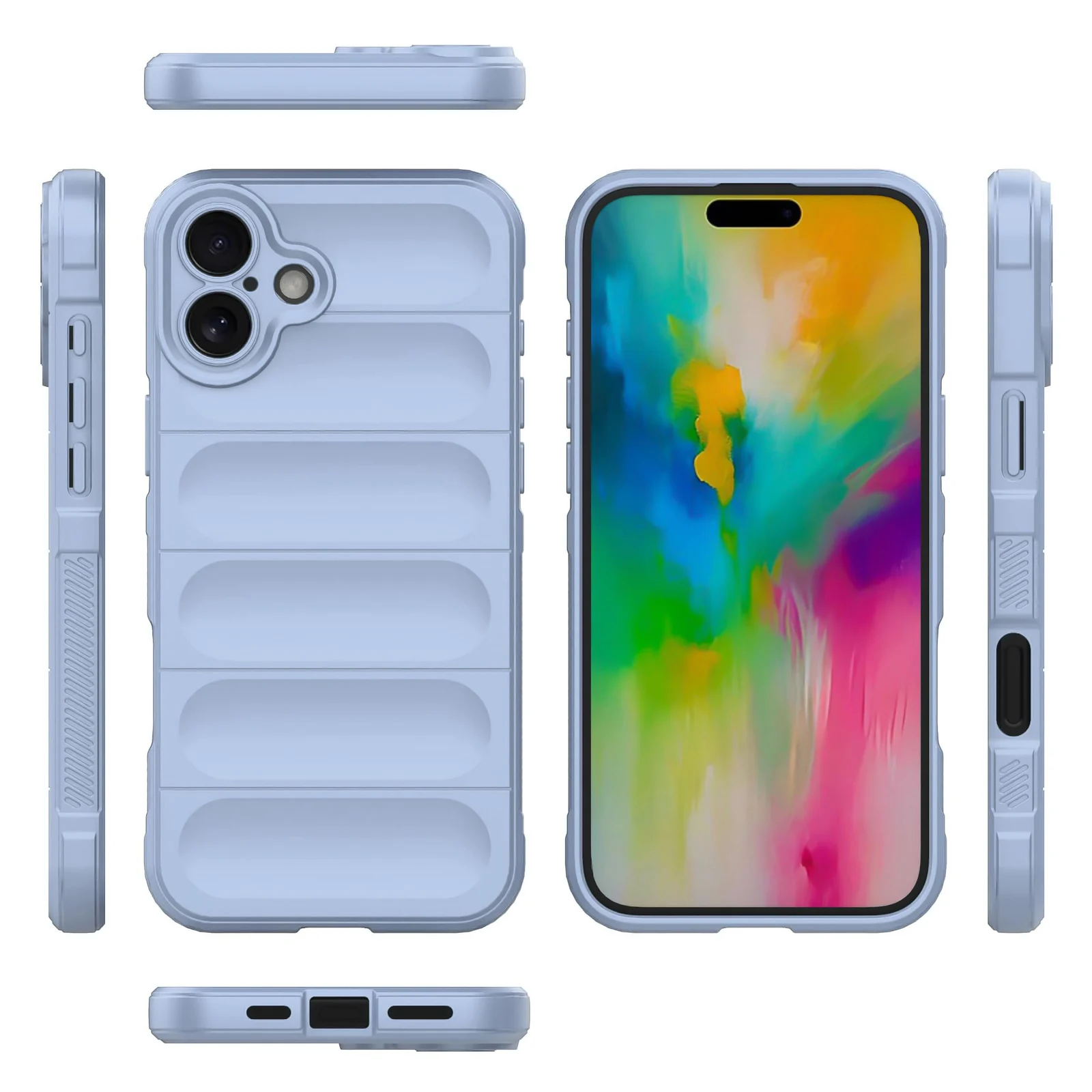 DL3 Mobilak Rugged Protective Case for iPhone 16 6.1-Inch, Camera protection, Shock-absorbing protection, Non-slip grip - Baby Blue
