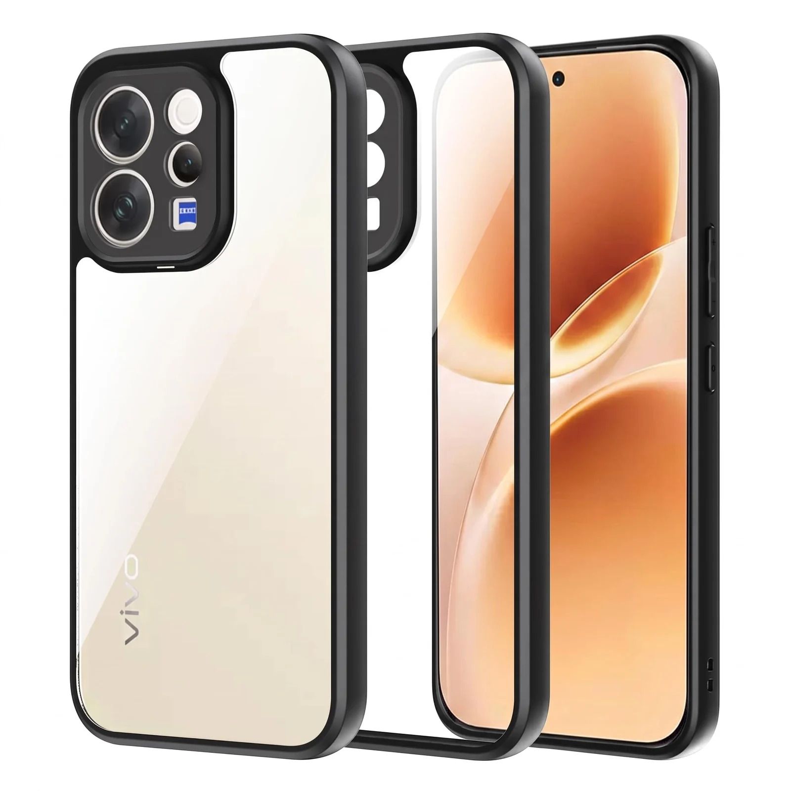 DL3 Mobilak Clear PC and TPU Protective Case for vivo V70 5G / vivo V70 Elite 5G with Camera Protection and Military-Grade Protection - Black