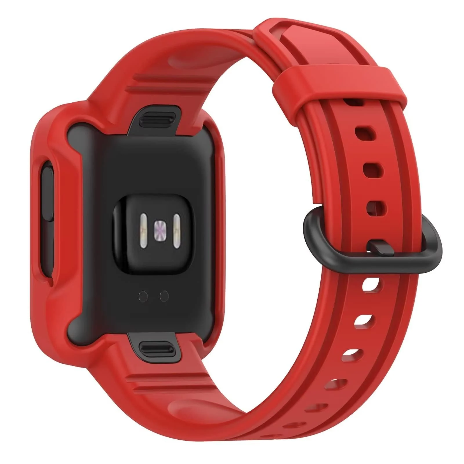 DL3 MOBILAK Replacement Wrist Band Compatible with Xiaomi MI Watch Lite/Redmi Watch 2 Lite/Poco Watch/Redmi Watch 2/Horloge 2, Adjustable Soft Silicone Wrist Strap with Cover - Red