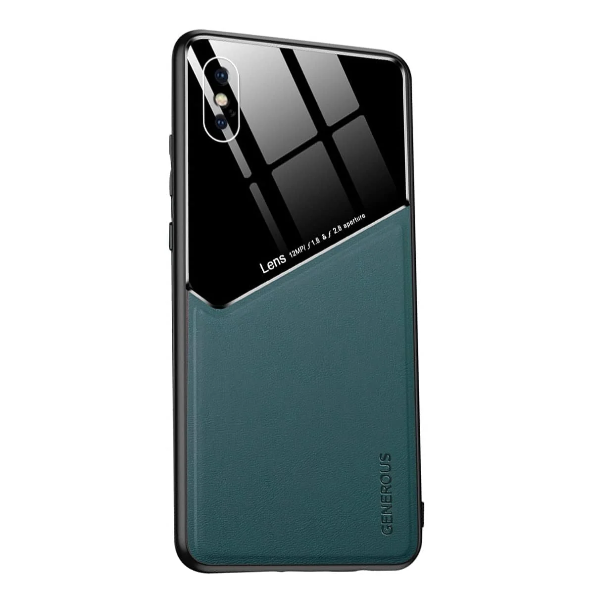 DL3 Mobilak Leather and PC Protective Case for iPhone X / iPhone XS, Built-in magnetic car-mount support, Shock-absorbing protection, Raised edges around the screen and camera - Green