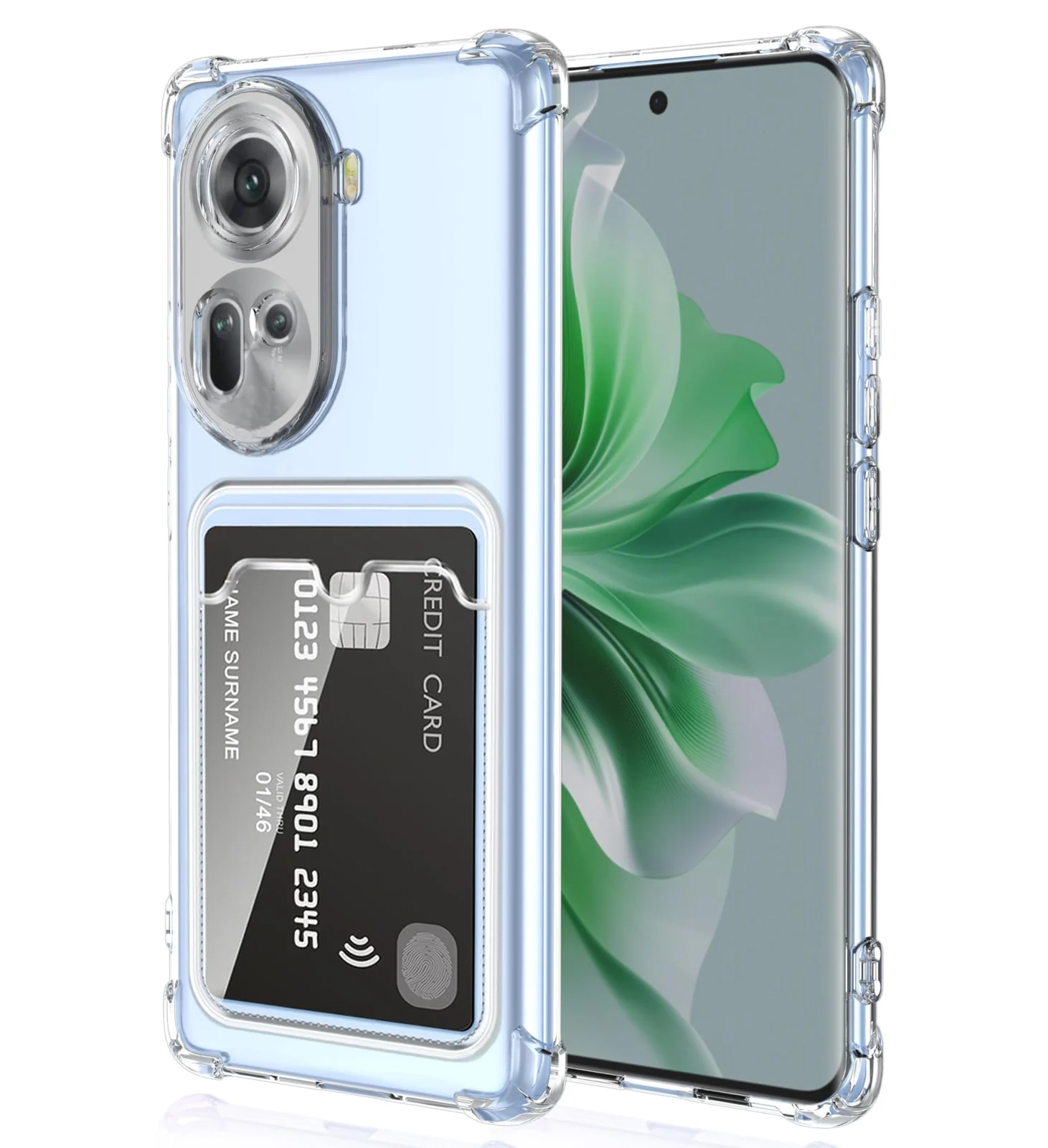 DL3 Mobilak Clear TPU Wallet Case with Card Slot and Camera Protection for OPPO Reno 11 5G - Transparent