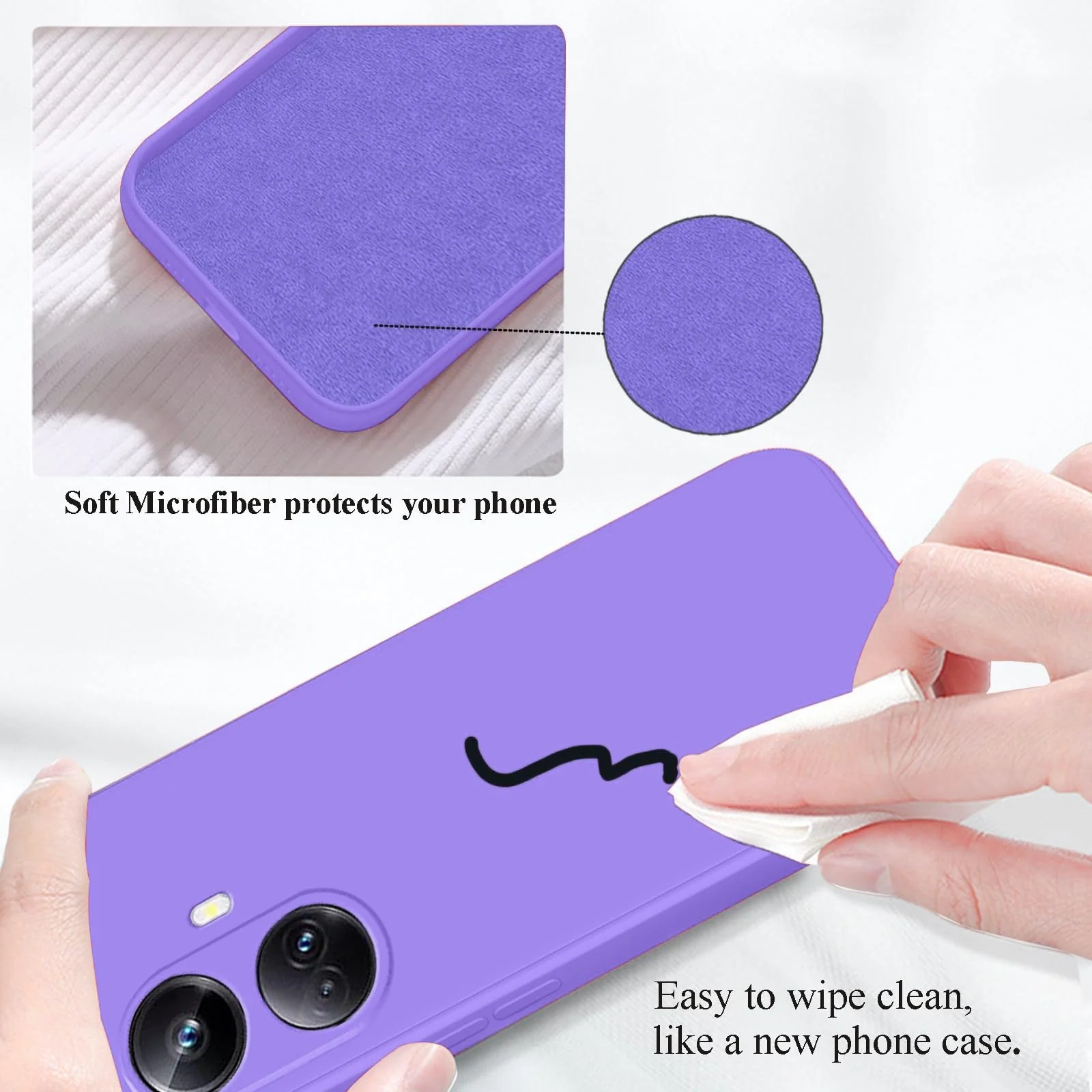 DL3 Mobilak Soft Silicone Protective Case for realme 10 pro plus with Microfiber Lining and Shockproof Design - Light Purple