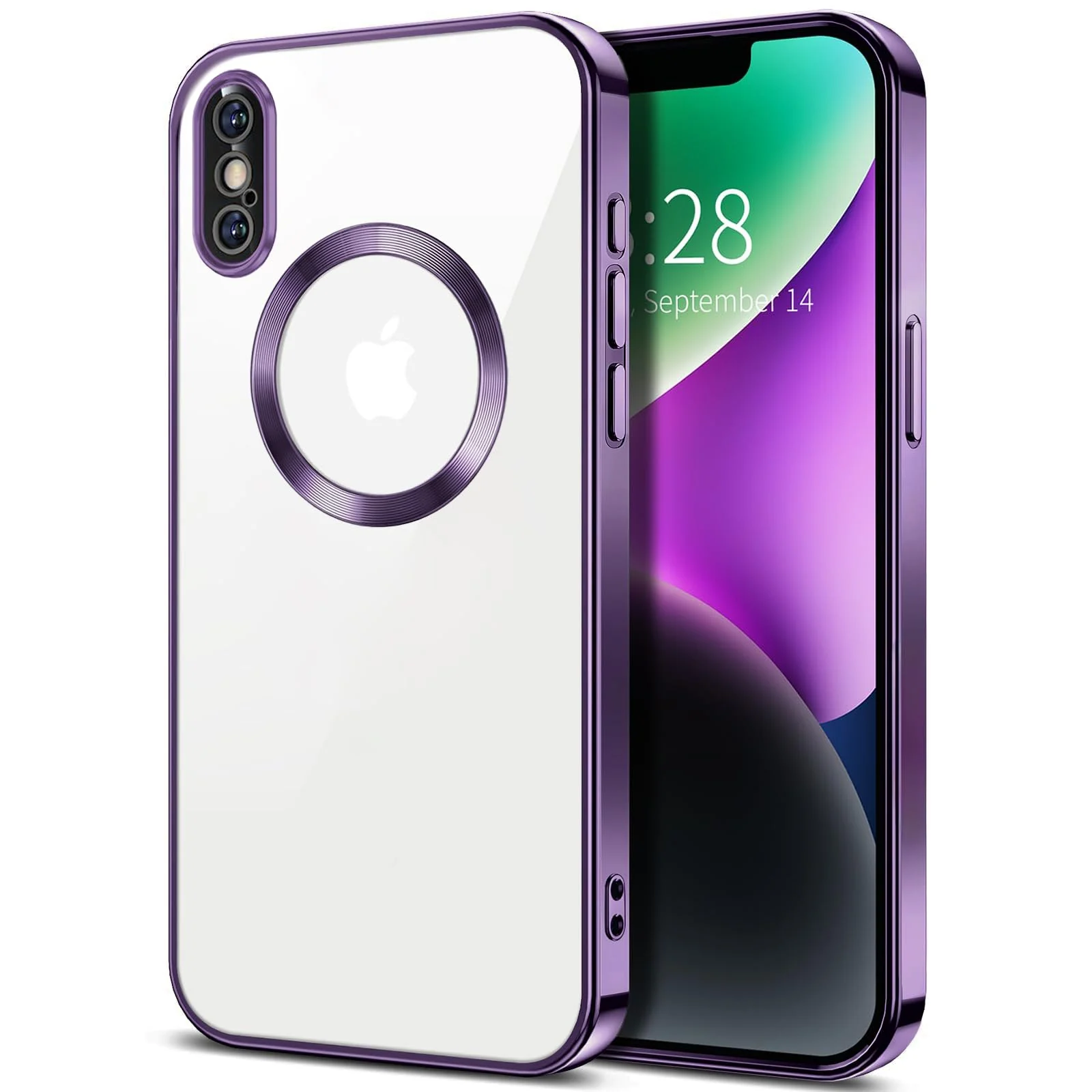 DL3 Mobilak Plated-Edge Protective Case for iPhone X / iPhone XS with Built-in, Supports wireless charging, Camera protection, Scratch-resistant surface - Deep Purple
