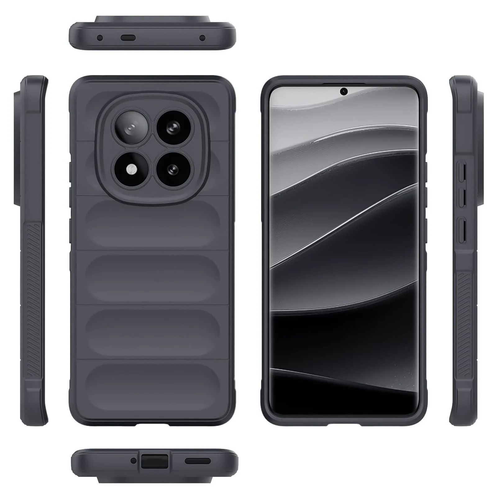 DL3 Mobilak Flexible Silicone and TPU Protective Case with Camera Protection for Xiaomi Redmi Note 14 Pro Plus 5G - Dark Gray
