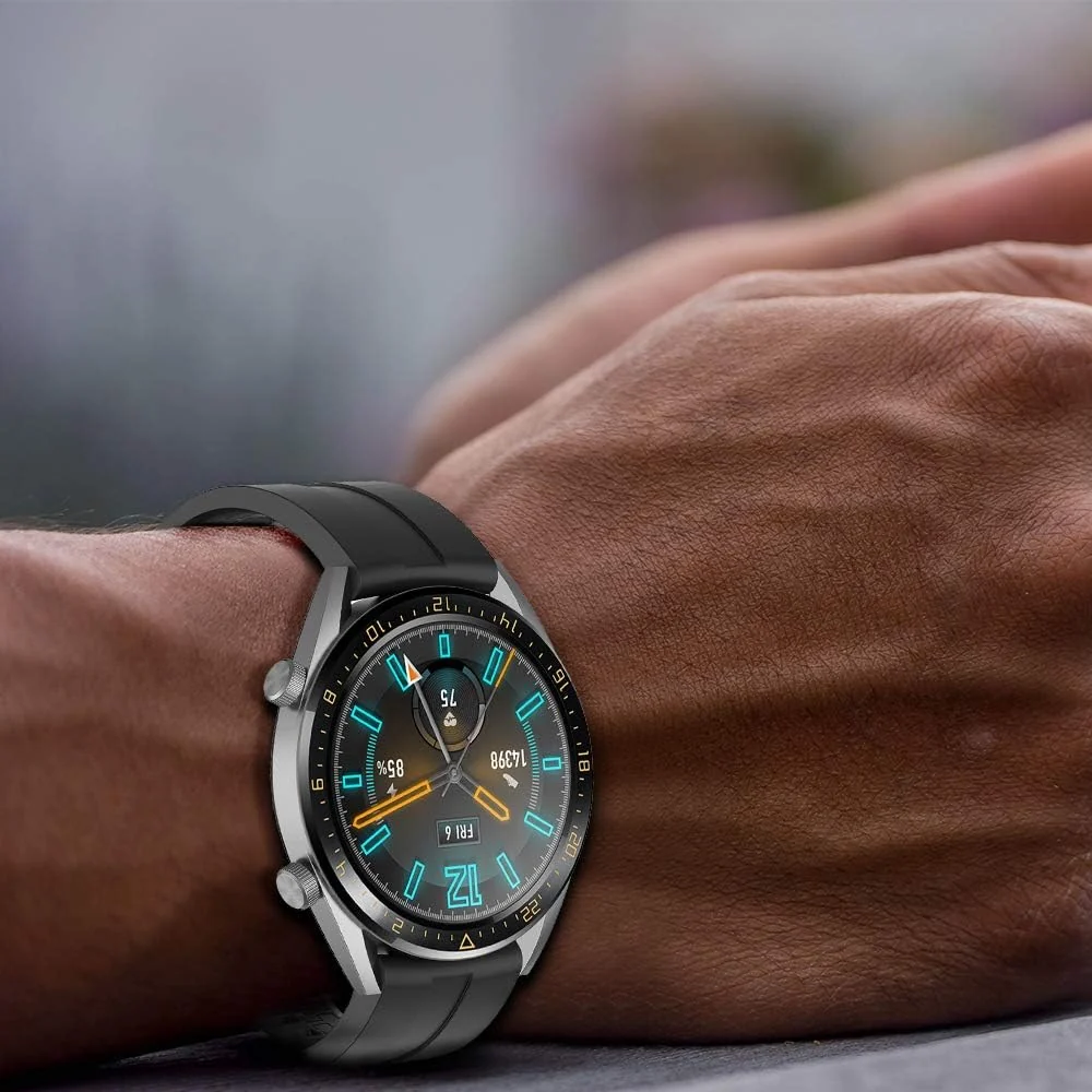 DL3 Mobilak Strap Silicone Band 22MM For Samsung galaxy watch 3 45mm /watch 46mm/Gear S3/Huawei watch GT3 46MM/GT2E/GT 46mm/GT2 Pro/GT2 46MM/honor Magic Watch2 46mm/Amazfit GTR4/GTR3/2/2e - Black