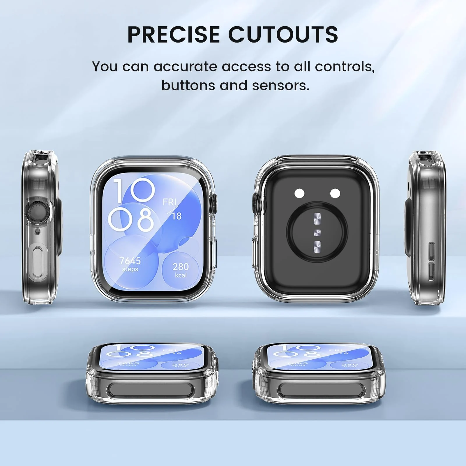 DL3 Mobilak Case Compatible with Huawei Watch Fit 3 Case All-Around with Built-in Screen Protector Watch Soft TPU Shockproof Cover Slim Guard Thin Bumper Shell Protector - Clear