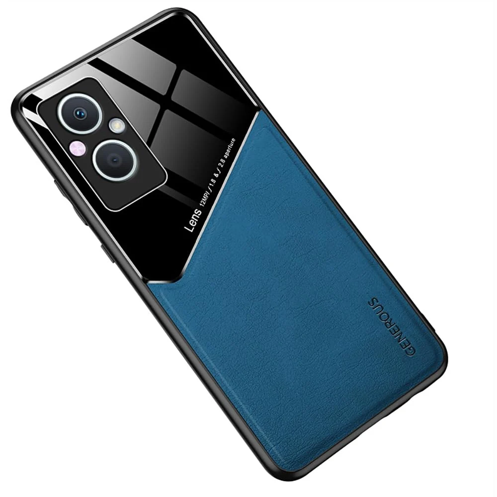 DL3 Mobilak Leather and PC Protective Case for OPPO Reno 7Z 5G / OnePlus Nord N20 5G, Built-in magnetic car-mount support, Shock-absorbing protection, Raised edges around the screen and camera - Blue