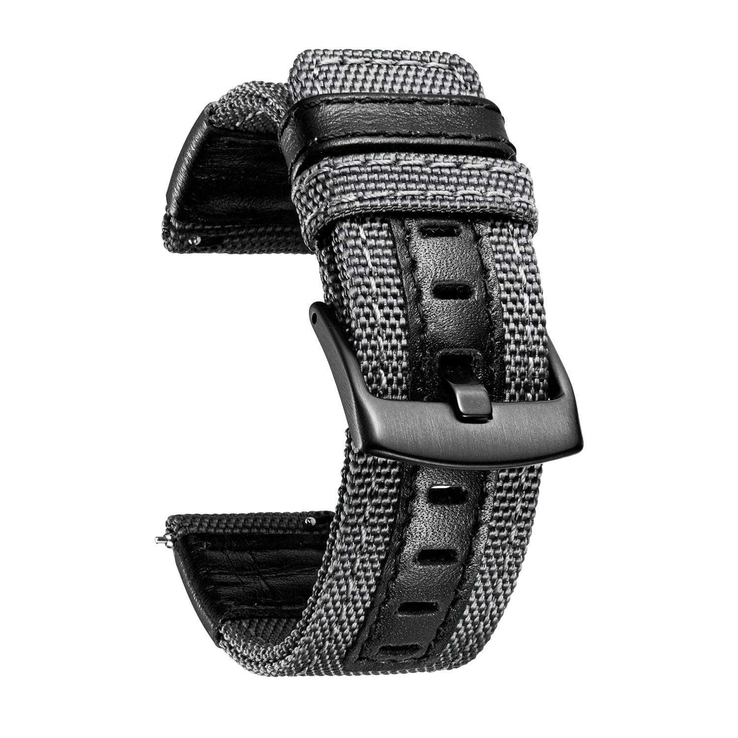 DL3 Mobilak Nylon Sports Bands With Leather 20MM Strap for Samsung Gear Sport, Watch 6, 4, 5, 5 Pro, S2 Classic, Active 2 40mm 44mm, Amazfit GTS 3, 4, 4 Mini, Bip 3 Pro, GTS2, Bp U - Grey
