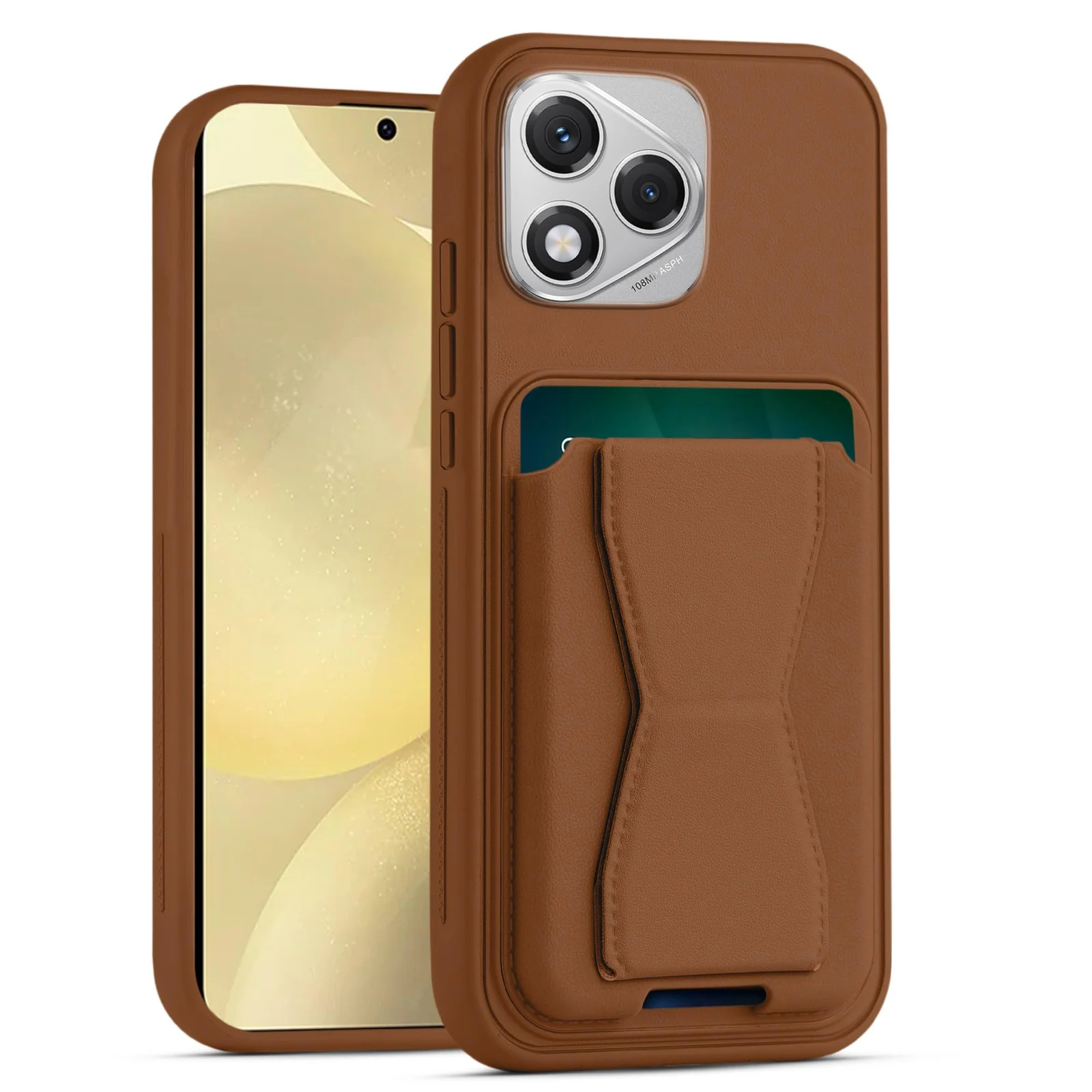 Mobigon Leather Wallet Case Compatible with Honor 600 Lite, Leather Back Cover With TPU Frame, Shockproof Protective Phone Case with Card Holder Stand