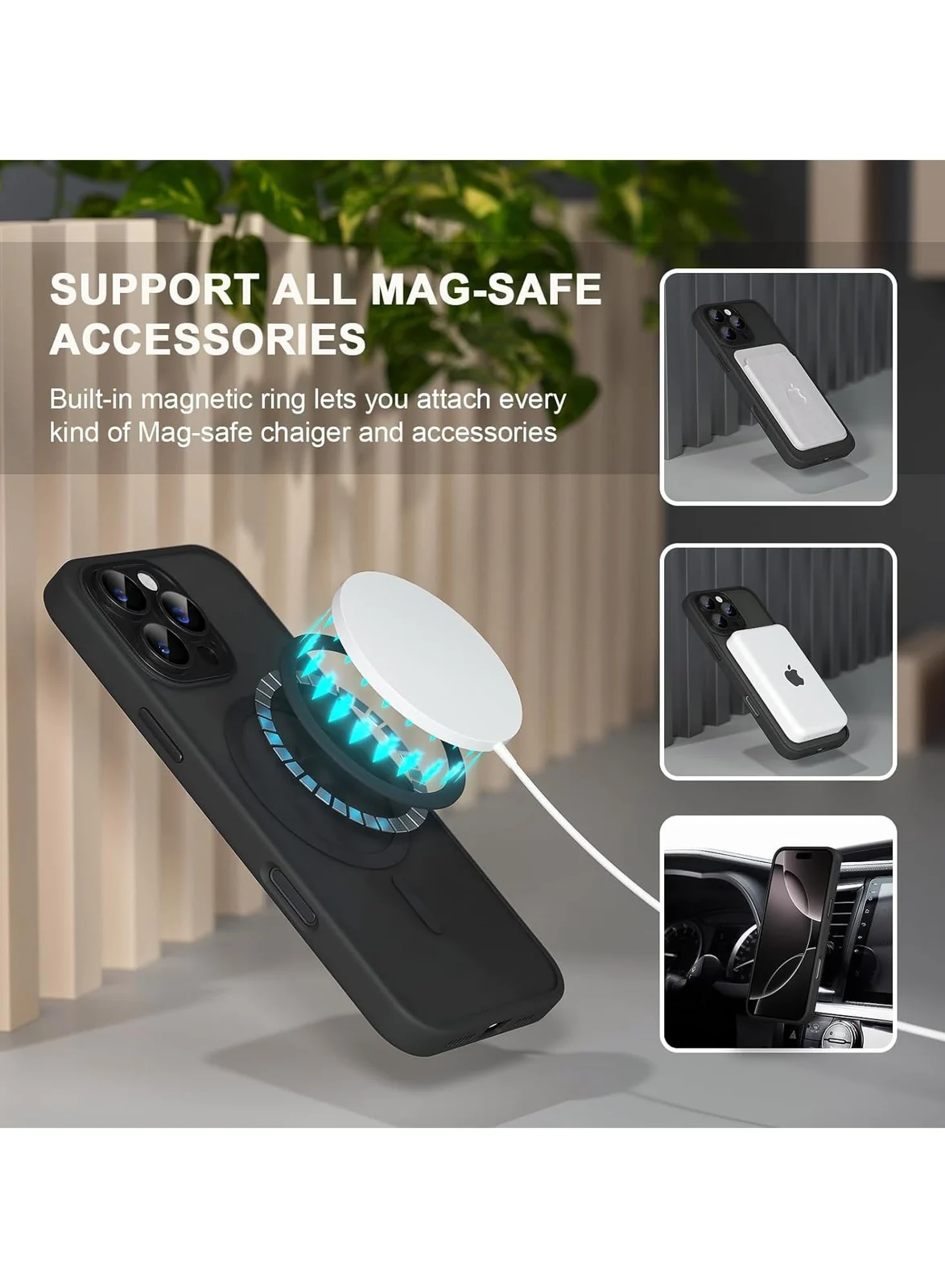 DL3 Mobilak Translucent Matte Case for iPhone 11, Compatible with MagSafe accessories, Supports wireless charging, Camera protection - Black