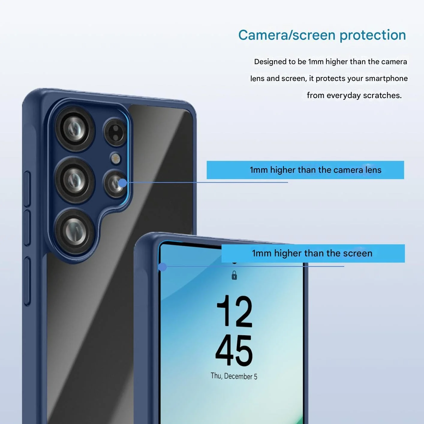 DL3 Mobilak Clear PC and TPU Protective Case for Samsung Galaxy S25 Ultra 5G with Camera Protection and Military-Grade Protection - Blue