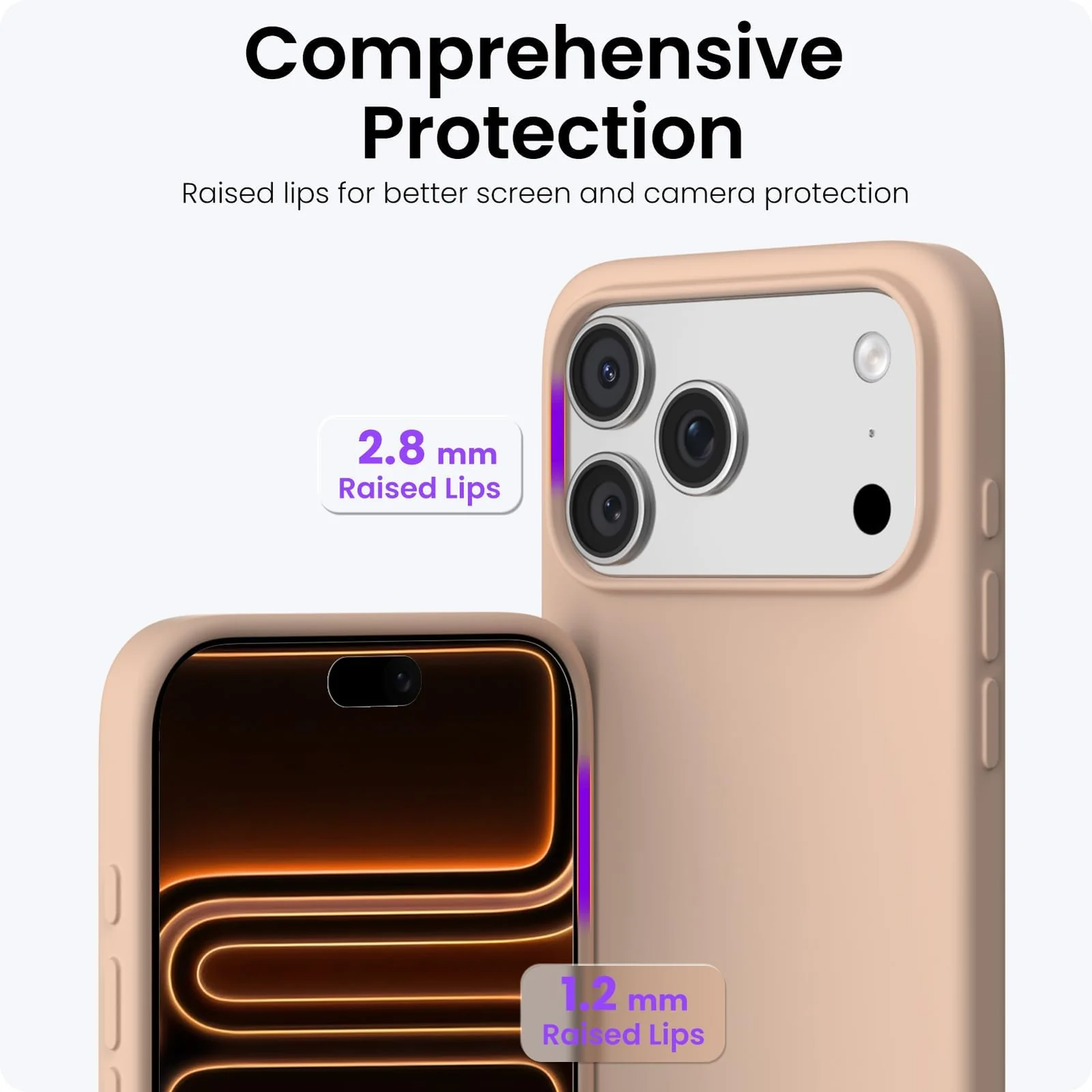 DL3 Mobilak Liquid Silicone Protective Case with Soft Microfiber Lining for iPhone 17 Pro 6.3-Inch - Pink Sand 2