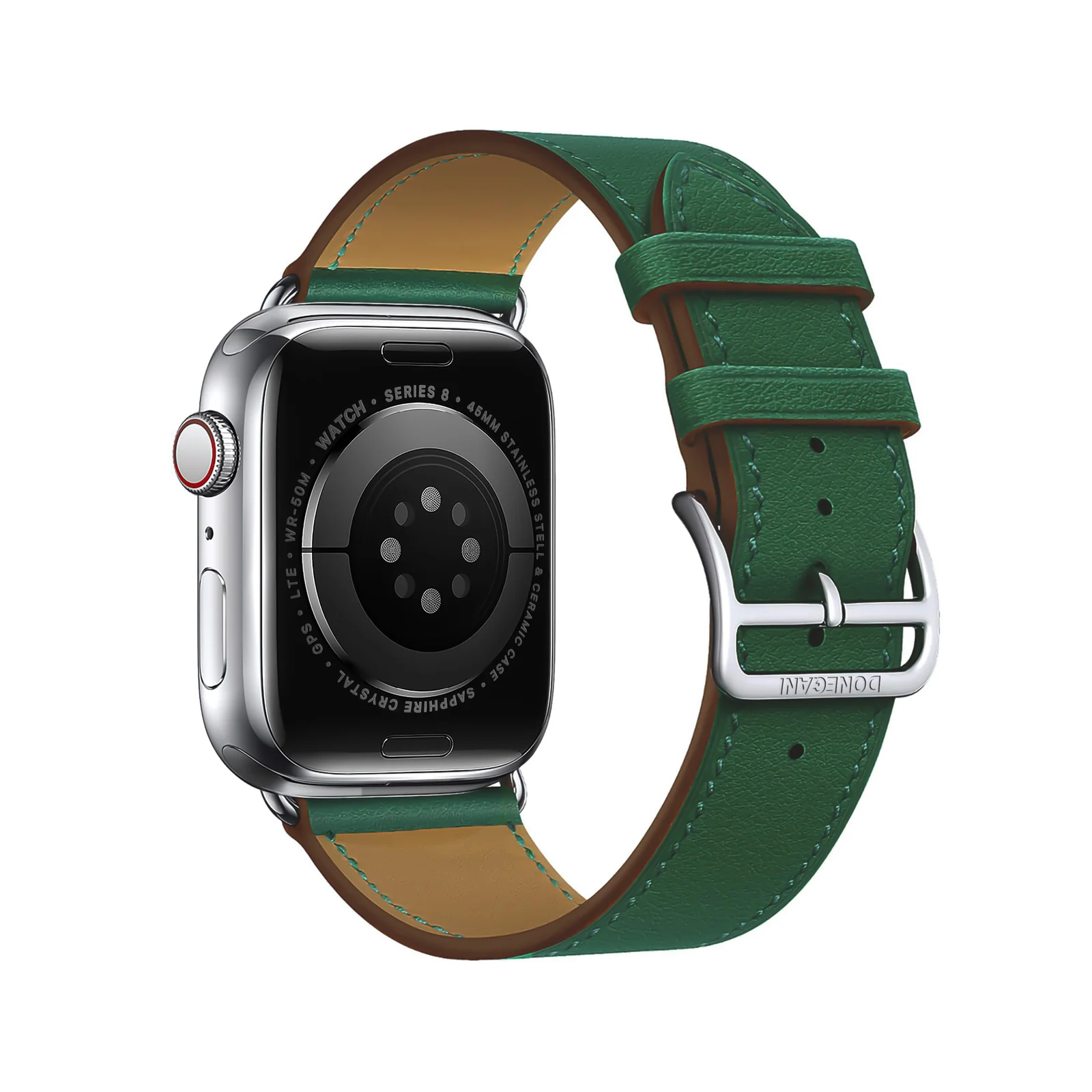 DL3 Mobilak Compatible with Apple Watch Band 49mm 46mm 45mm 44mm 42mm Leather Band Replacement Strap, Soft Leather Bracelet for iWatch Series 11 10 9 8 7 6 5 4 SE SE2 Ultra 3 2 1 - Green