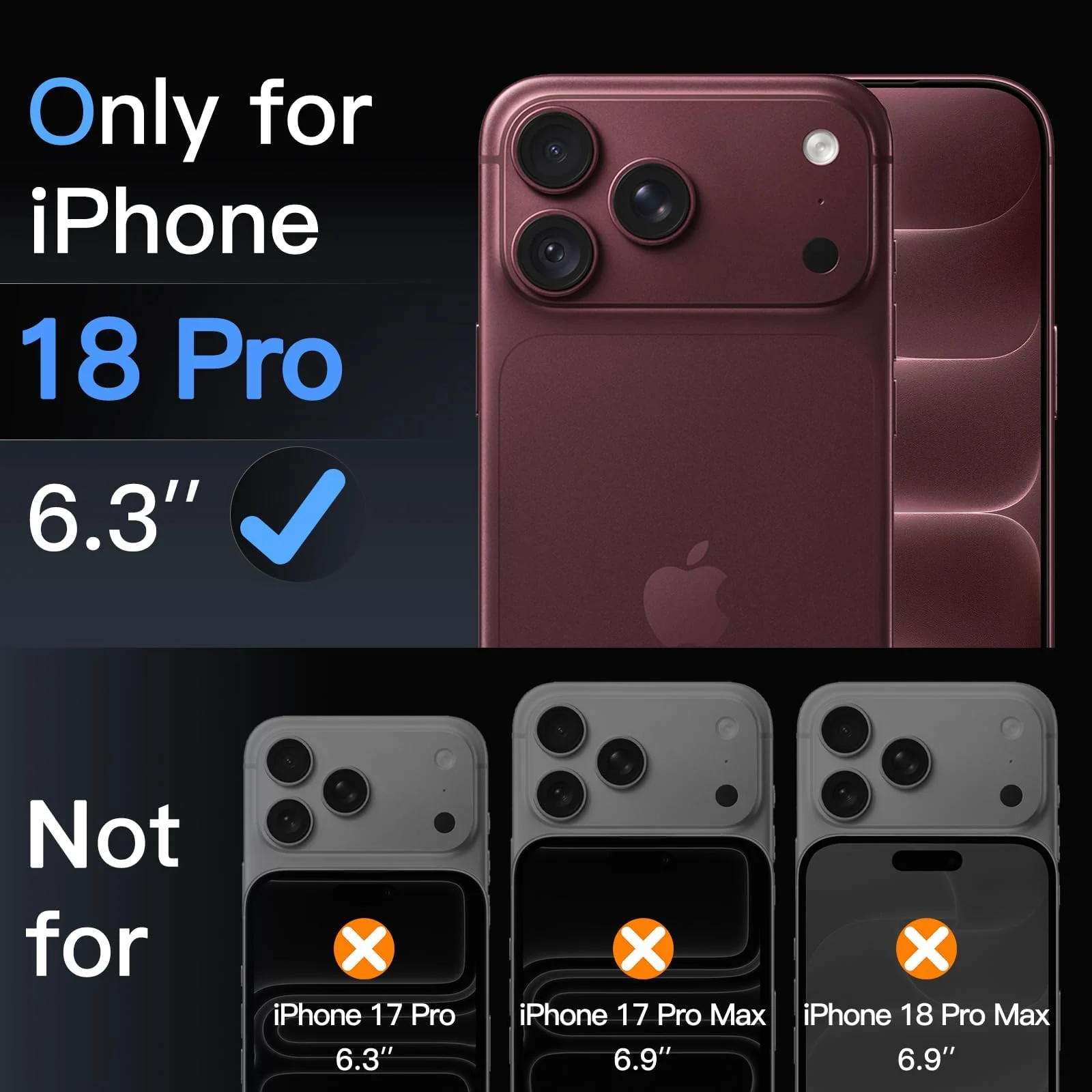 DL3 MOBILAK Full Camera Lens Protector for Apple iPhone 18 Pro - Dark Cherry