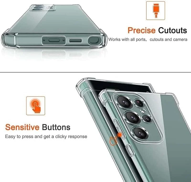 DL3 Mobilak Clear TPU Case for Samsung Galaxy S24 Ultra, Camera protection, Shock-absorbing protection, Non-slip grip - Clear