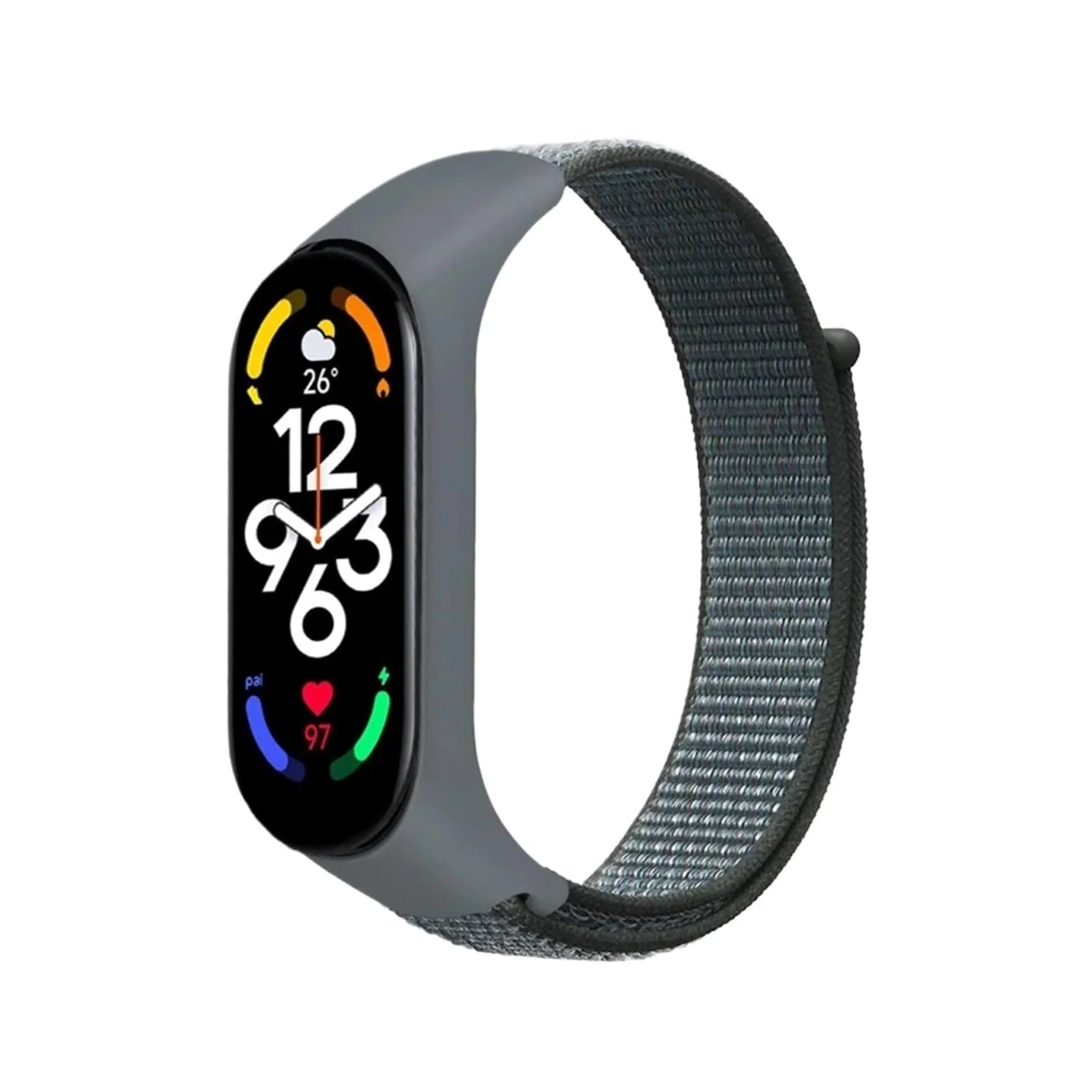 DL3 Mobilak Nylon Sport Band Compatible with Xiaomi Mi Band 7/Mi Band 6/Mi Band 5/Mi Band 4/Mi Band 3/Amazfit Band 5 for Women Men, Soft Adjustable Breathable Sport Loop Watch Strap - Stormy Gray