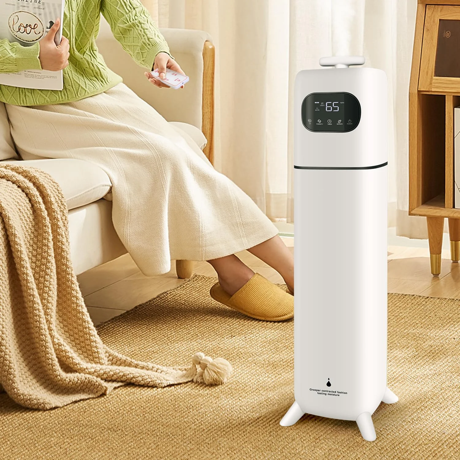 Mobigon Humidifiers for Bedroom Large Room - 8L Air Humidifier Large Room with Essential Oil Diffuser, Top Fill Cool Mist Humidifier for Home Bedroom Baby Nursery Whole House Office Plant - White
