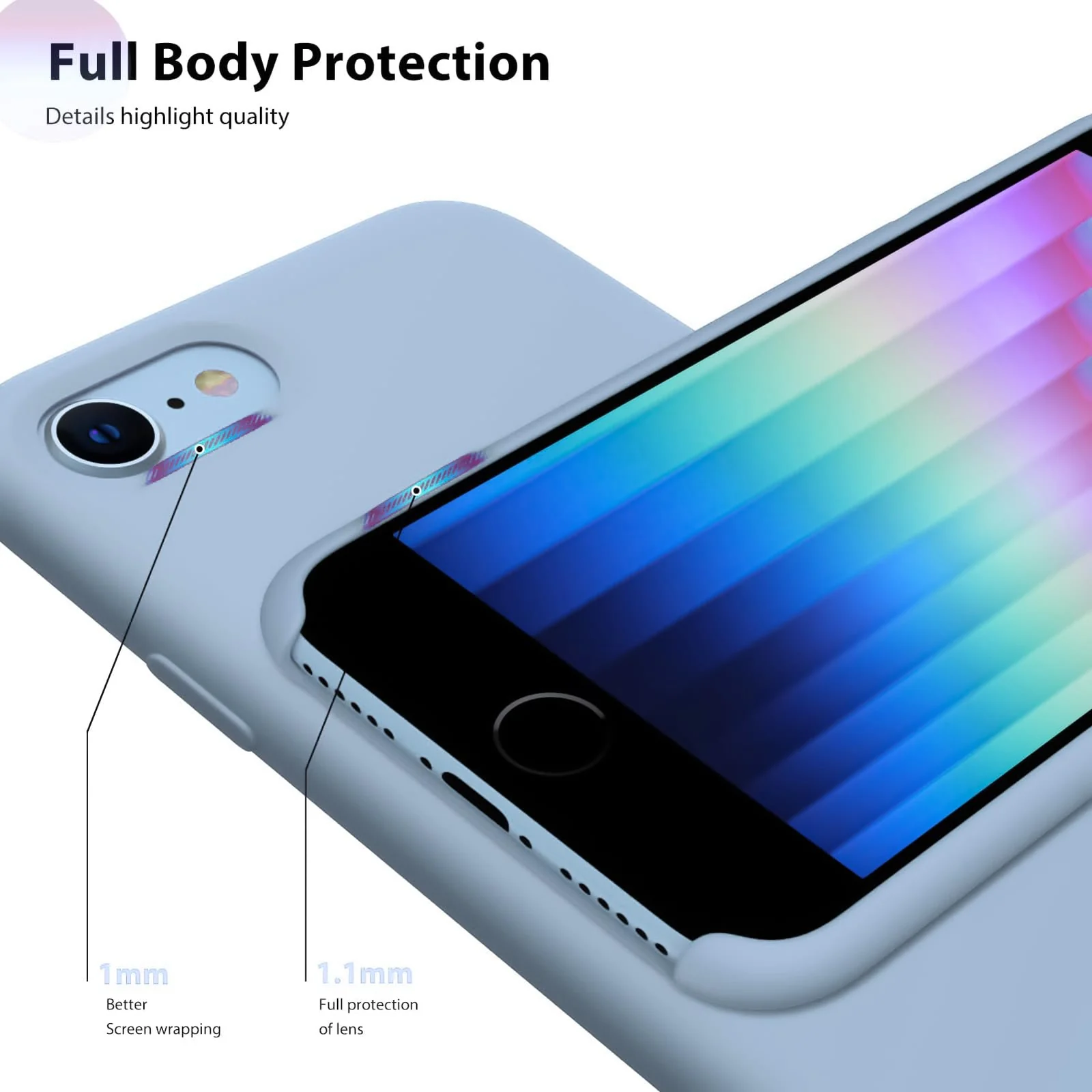 DL3 Mobilak Liquid Silicone Case for iPhone 6 Plus / 6S Plus, Shock-absorbing protection, Scratch-resistant surface, Soft microfiber lining - Baby Blue 2