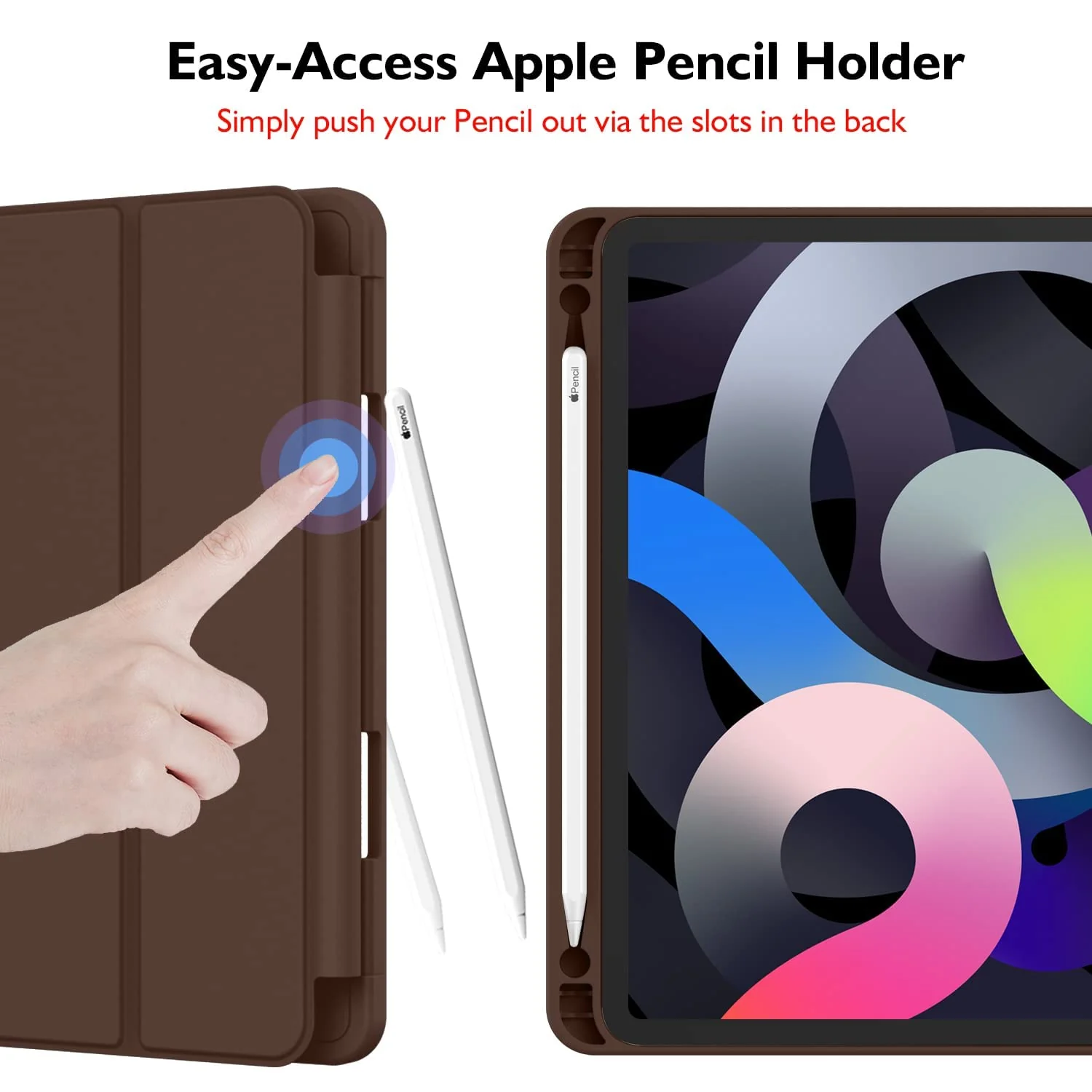 DL3 Mobilak Case For iPad 10th Generation 2022 10.9 Inch with Pencil Holder, iPad 10 [Support Touch ID] Flexible TPU Back Shell Smart Trifold Stand Protective Cover Auto Wake/Sleep - Dark Brown