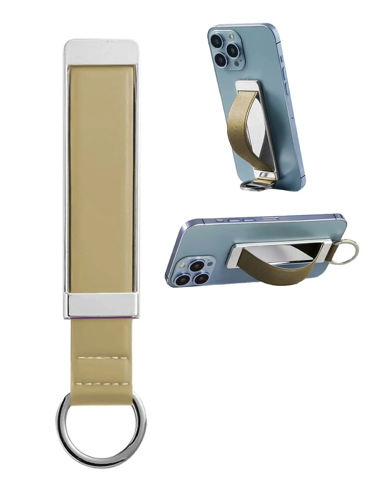 DL3 Mobilak Phone Grip Strap Finger Loop for Cell Phone Case Phone Finger Holder Assorted Colors Leather Phone Grip Stand for Most Mobile Phones and Tablets - Gold