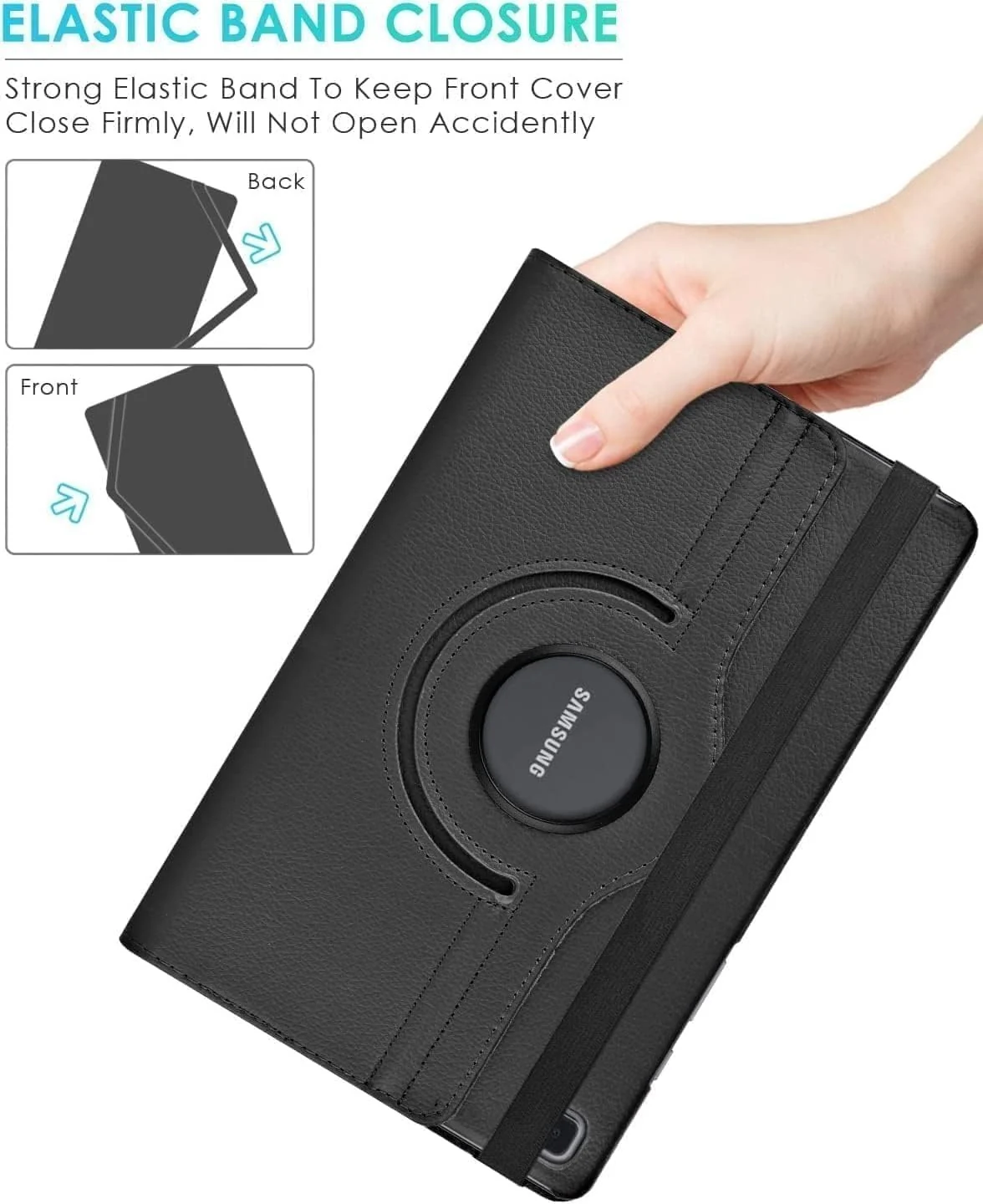DL3 Mobilak Protective Cover for Samsung Galaxy Tab A 2019 10.1 Inch (SM-T510 SM-T515), 360° Rotatable Smart Stand, Leather Folio Flip Cover with Multi-Angle Viewing, Auto Wake Sleep - Black