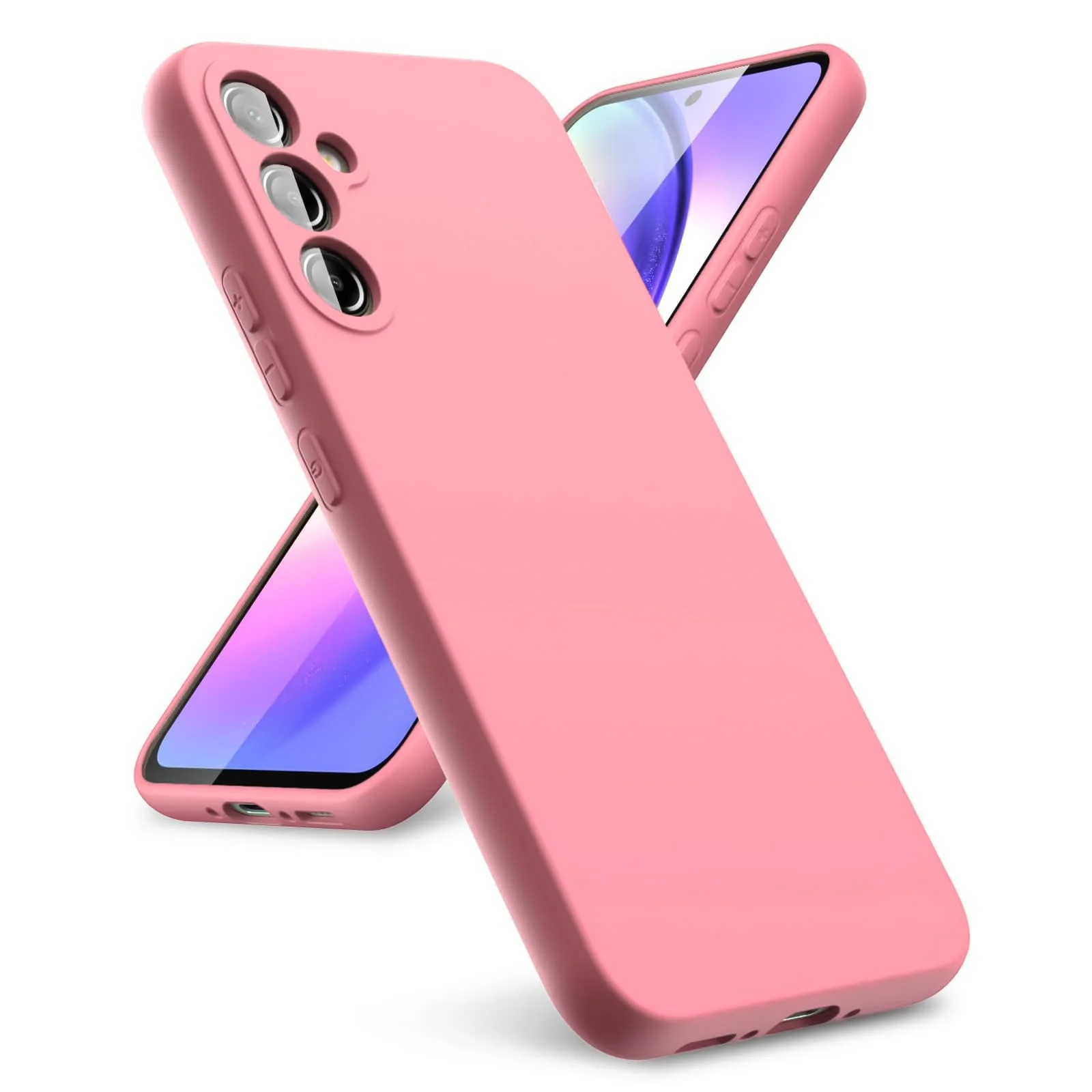 DL3 Mobilak Samsung Galaxy A55 Case, Soft Flexible Liquid Silicone Gel Rubber Bumper Cover, Full Body Shockproof Protective Phone Case - Pink