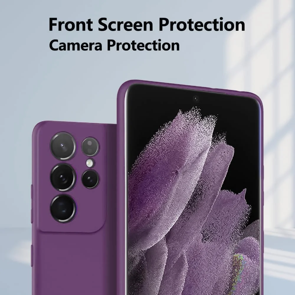 DL3 Mobilak Silicone Protective Case for Samsung Galaxy S21 Ultra 5G, Shock-absorbing protection, Scratch-resistant surface, Soft microfiber lining - Violet