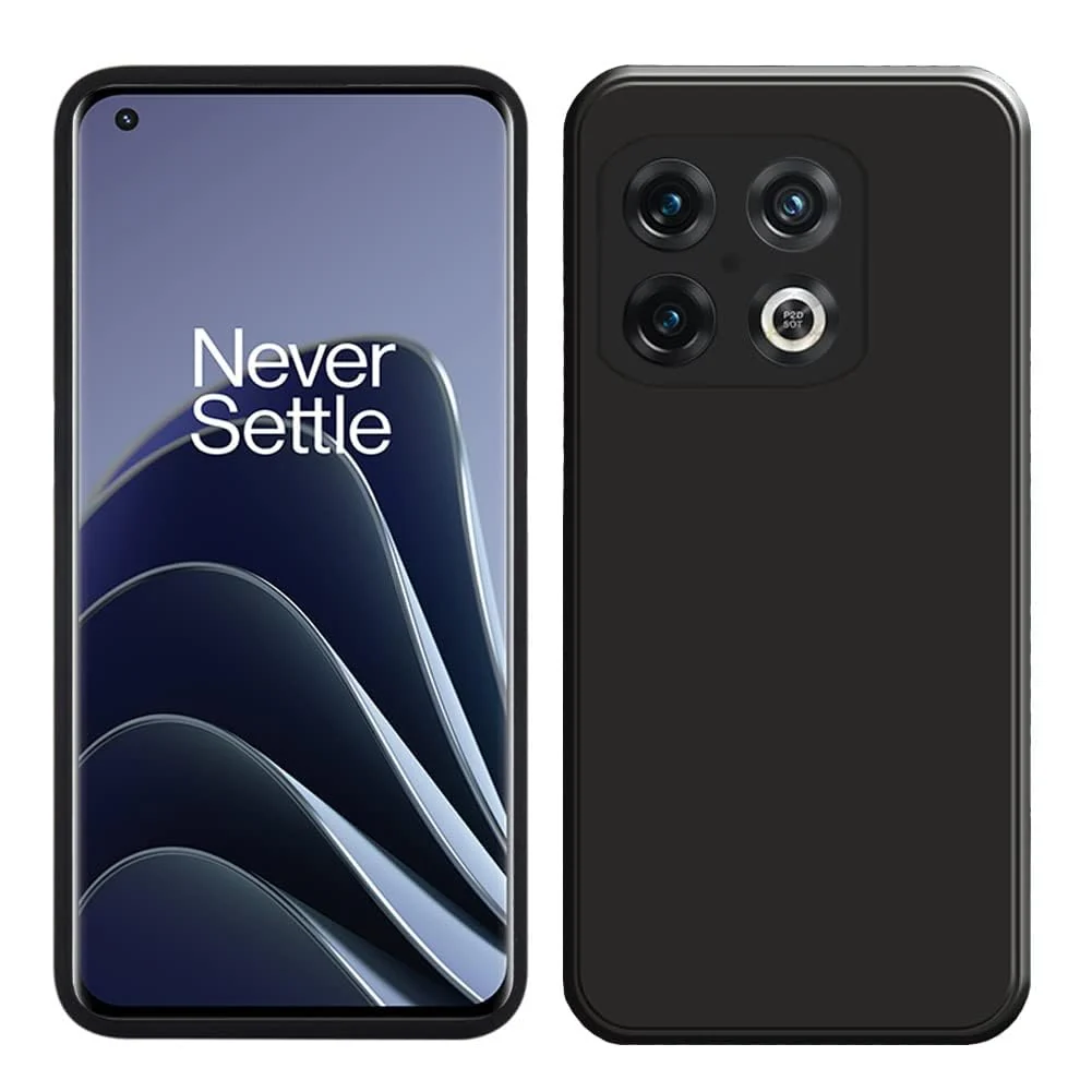 DL3 Mobilak Soft Silicone Protective Case for OnePlus 10 Pro with Microfiber Lining and Shockproof Design - Black