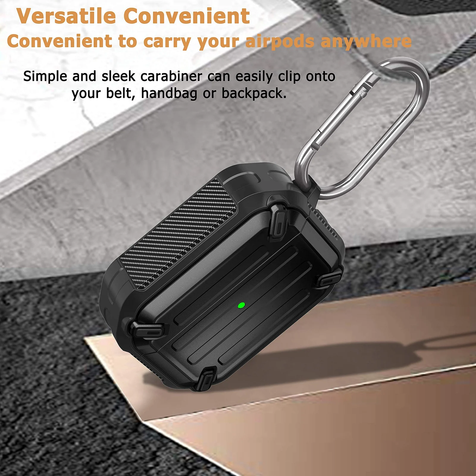 DL3 Mobilak Compatible with AirPods Pro 2 Case Cover Rugged Armor Hard Shell Shockproof For Apple Airpod Pro 2nd 2022 Protective Case Replacement Support Wireless Charging Keychain Lanyard - Black