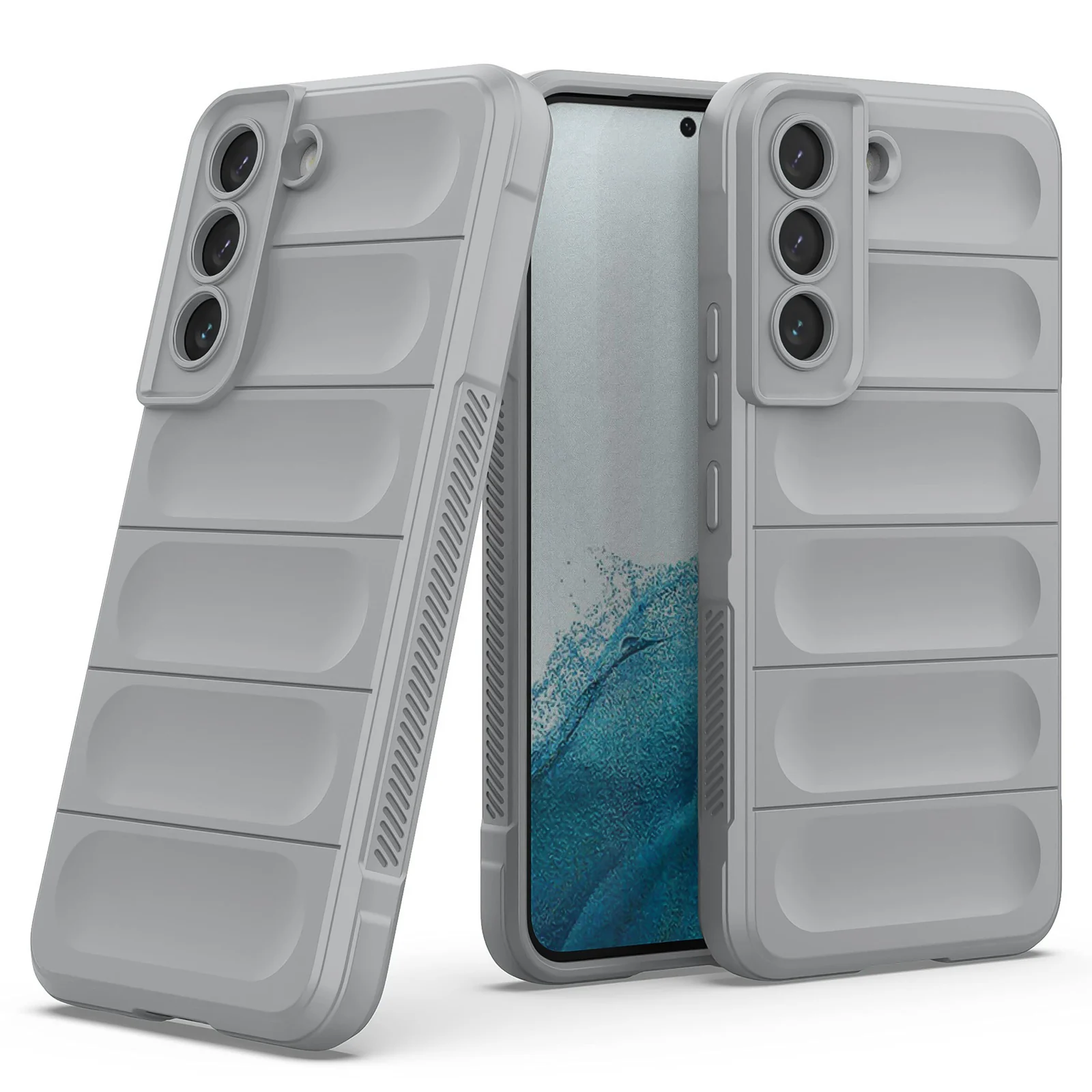 DL3 Mobilak Silicone Case for Samsung Galaxy S22 5G 6.1-Inch Heavy Duty Protective [Slim Fit] Shockproof Soft Flexible Protective Design Shock-Absorption TPU Cover With Camera Protection - Gray
