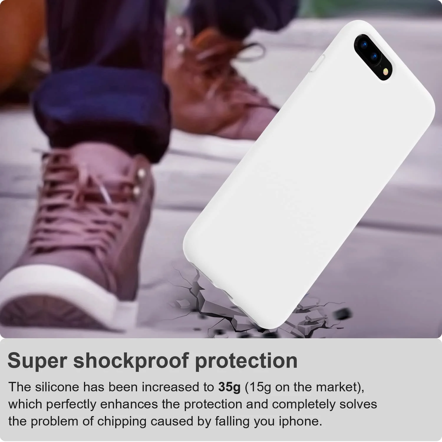 DL3 Mobilak Liquid Silicone Protective Case with Soft Microfiber Lining for iPhone 7 Plus / iPhone 8 Plus - White