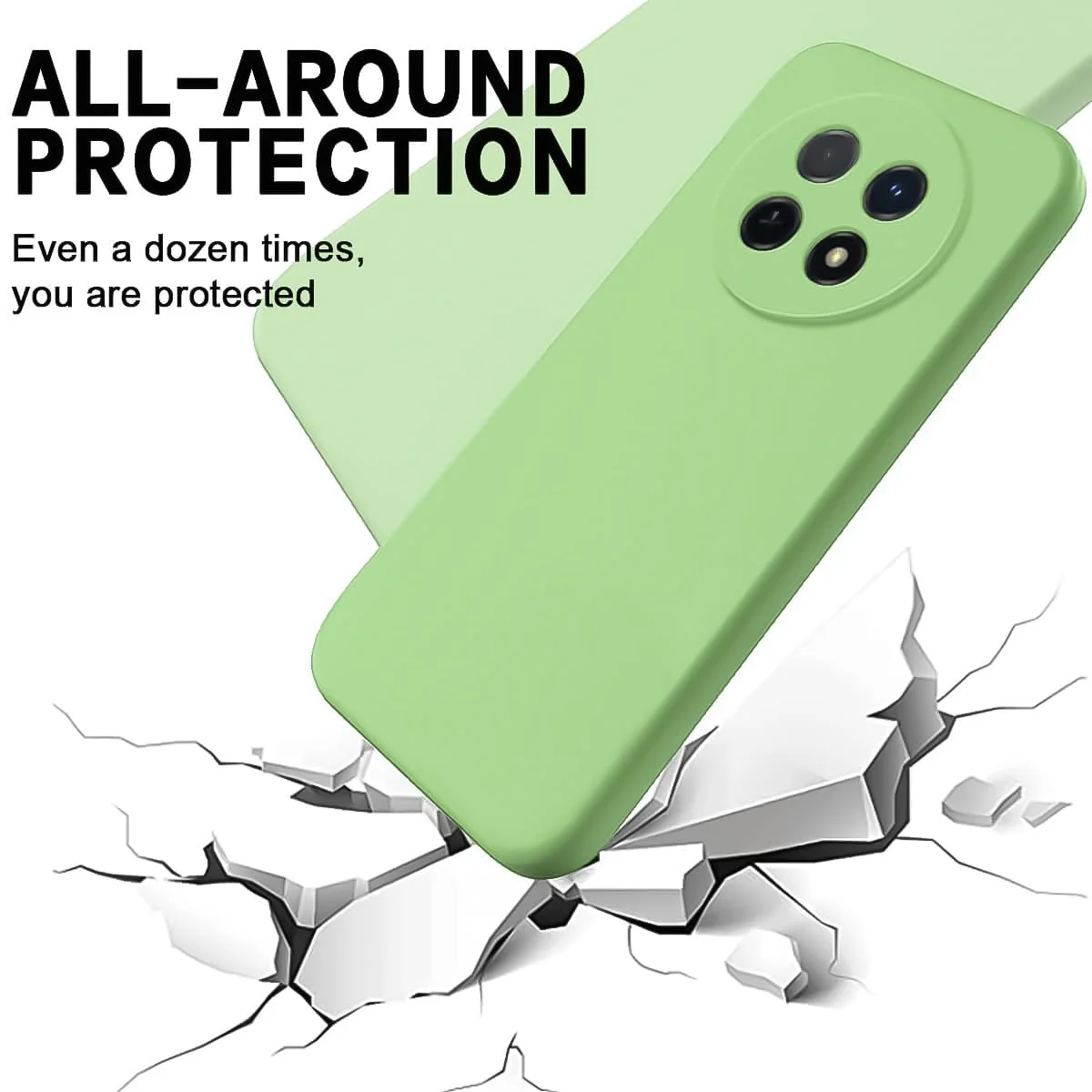 DL3 Mobilak Soft Silicone Protective Case for Huawei Nova Y91 4G / Huawei Enjoy 60X 4G with Microfiber Lining and Shockproof Design - Light Green