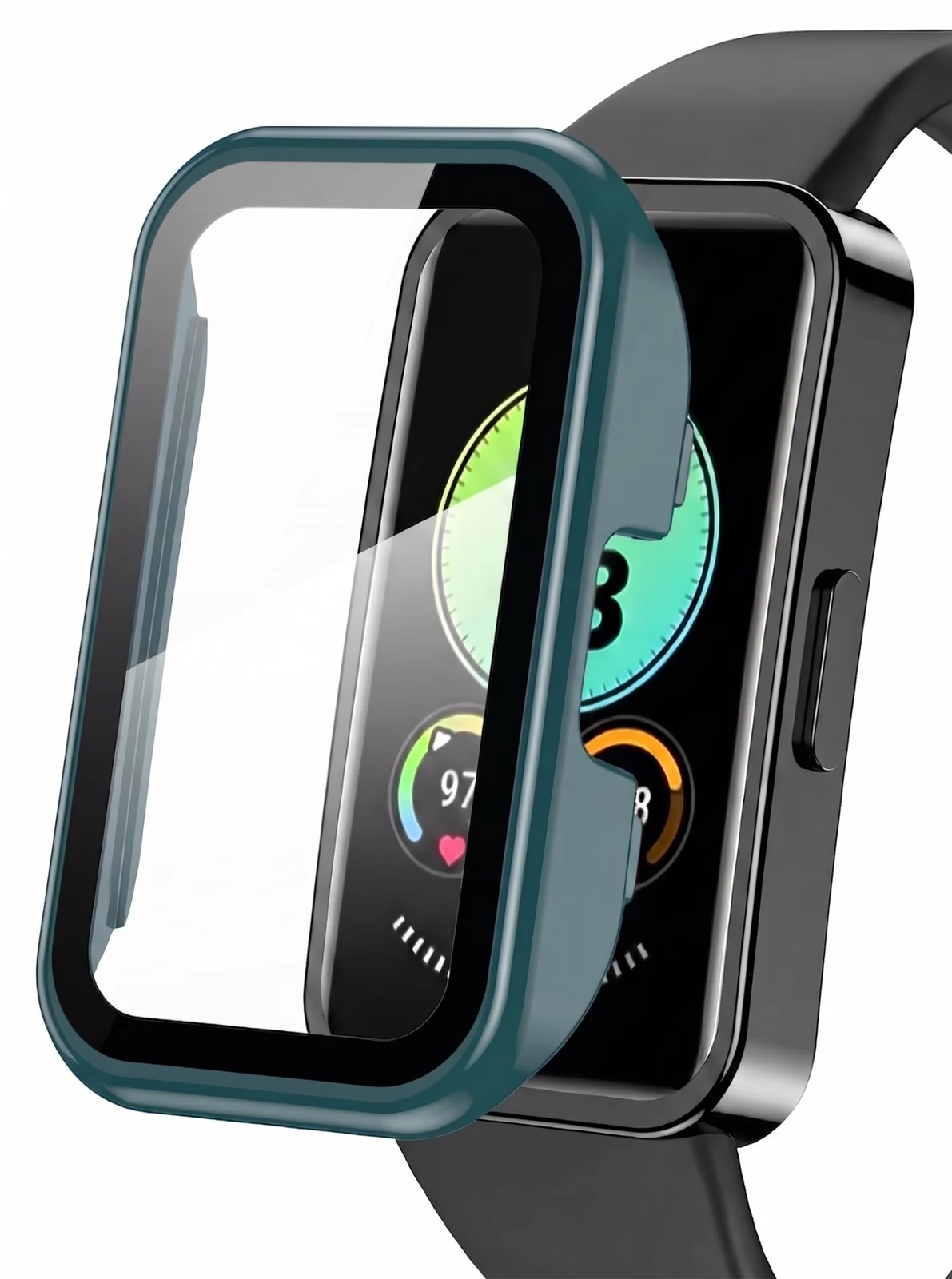 DL3 Mobilak Case with Screen Protector for Huawei Band 10, Bumper Full Coverage Hard PC Overall Protective Cover, Built-in Tempered Glass Film High Sensitivity For Huawei Band 10