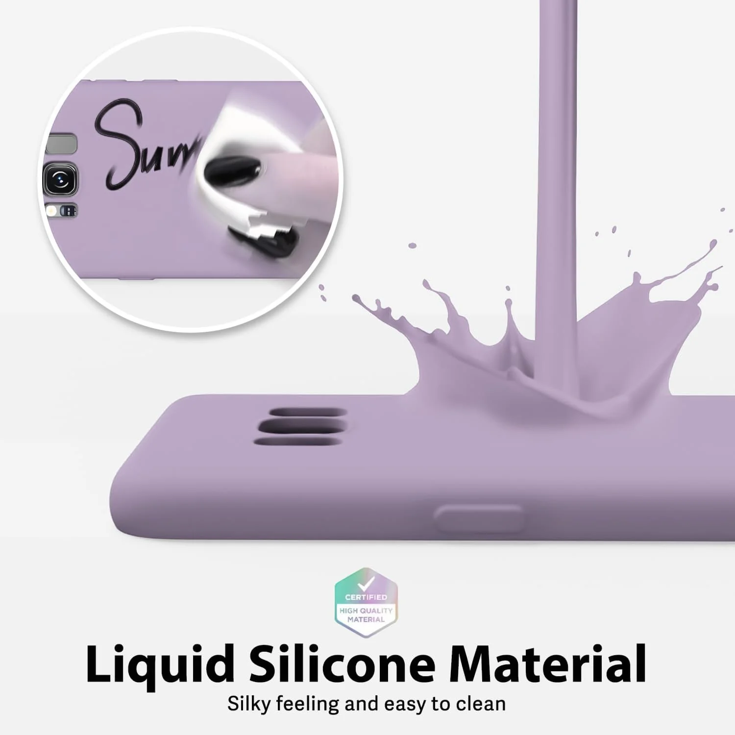 DL3 Mobilak Liquid Silicone Protective Case with Soft Microfiber Lining with Full Camera Protection for Samsung Galaxy S8+ Plus - Lavender