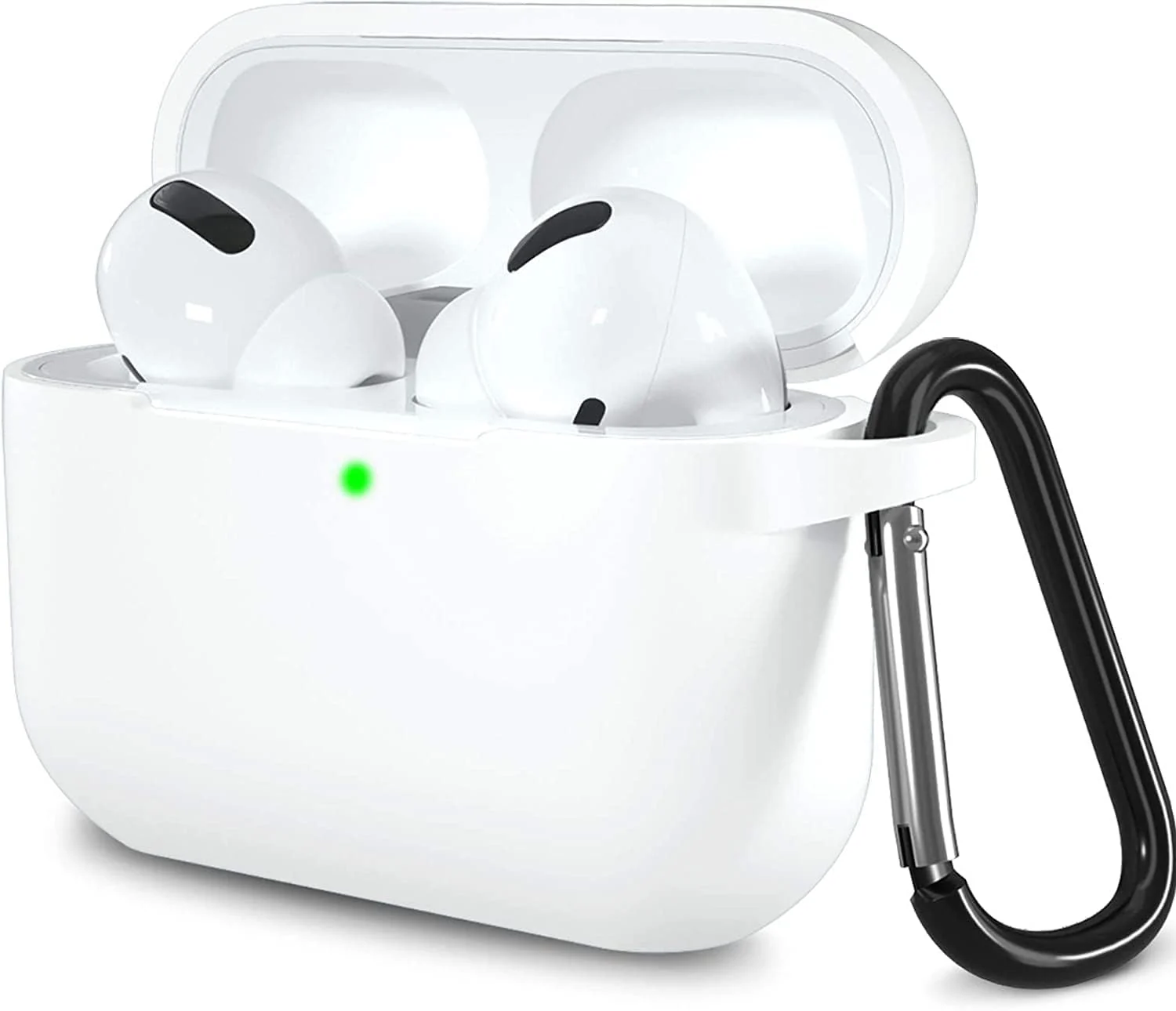 DL3 Mobilak Compatible with AirPods Pro 2nd Generation Case Cover, Protective Silicone Skin Accessories with Keychain for Women Men for Apple AirPods Pro Gen 2 (2022), Front LED Visible - White