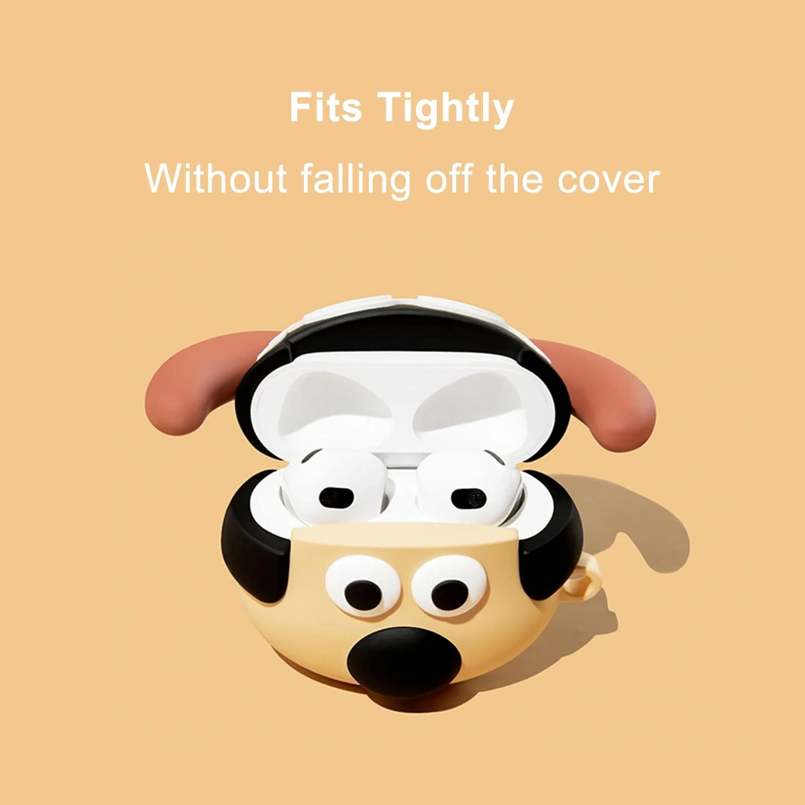 DL3 Mobilak AirPods 3 Case Soft Silicone Shockproof Cover for Apple AirPods 3rd, New 3D Cute Cartoon Creative Fun Case Skin with Keychain Design for Air pods 3rd Charging Case - Dog Black Brown