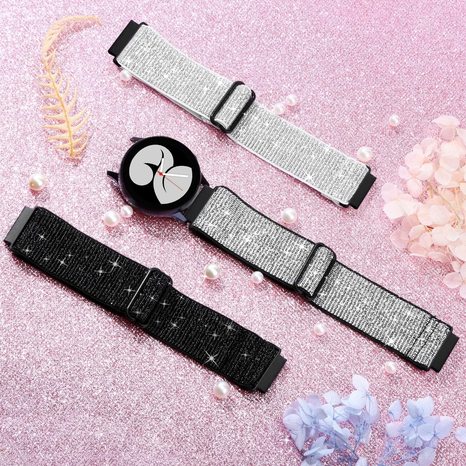 DL3 Mobilak Strap Nylon Loop 22MM Band For Xiaomi Redmi Watch 5 Active/5 Lite/Samsung Galaxy Watch 3 45mm/Watch 46mm/Gear S3/For Huawei watch GT5 GT4 GT3 GT2 GT 46MM/GT2E/GT2 Pro/GT 3 Pro/GT5 Pro - Black Silver