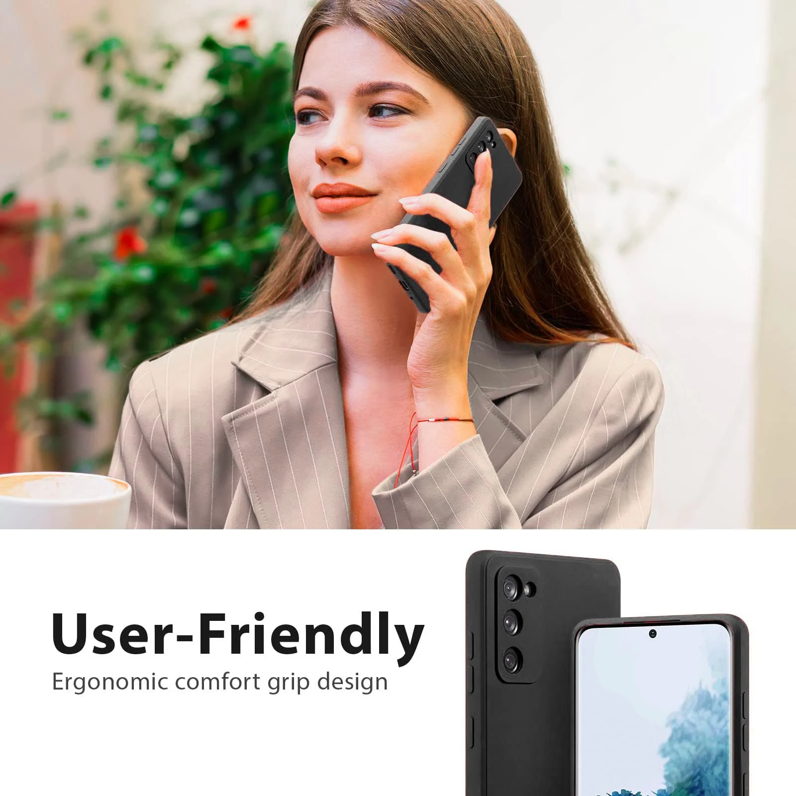 DL3 Mobilak Liquid Silicone Case for Samsung Galaxy S20 FE, Not compatible with MagSafe, Supports wireless charging, Camera protection - Black