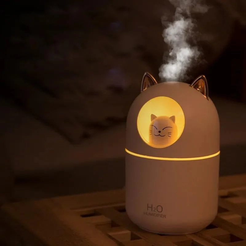 Mobigon Wood Cool Mist Ultrasonic Humidifier for Room Moisture, Aroma Diffuser for Home, 300ml Essential Oil Diffuser with 7 Colorful Night Light, Auto Shut-Off, Home, Office, car - E.Turquize