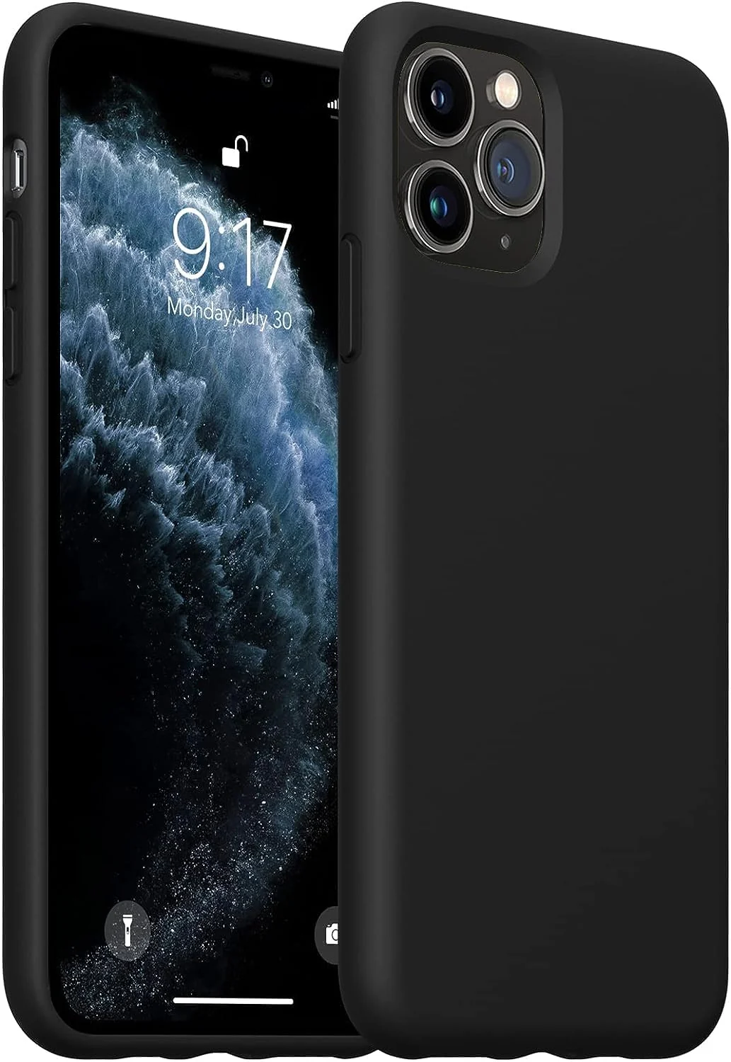 DL3 Mobilak Liquid Silicone Protective Case for iPhone 11 Pro (5.8 Inch) with Camera Protection and Microfiber Lining - Black
